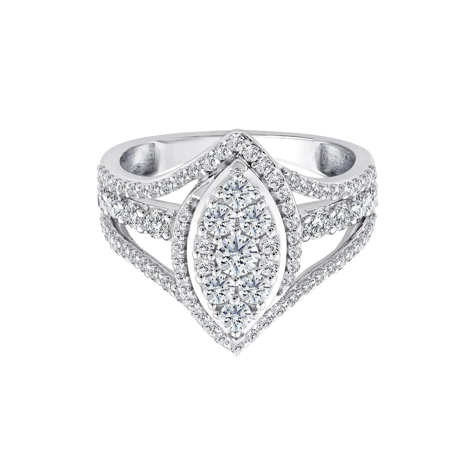 1/2 CT. Tw. Diamond Composite Engagement Ring 10K White Gold Size 7 2mm