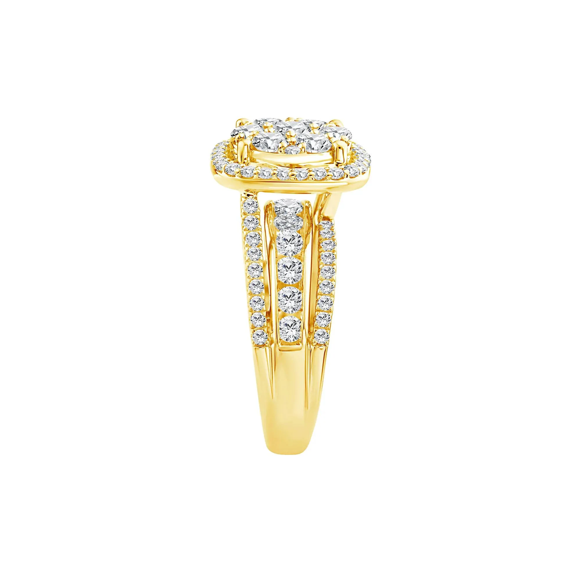 2 CT. Tw. Diamond Composite Engagement Ring 10K Yellow Gold Round Brilliant Cut Size 6.5 2.5mm - Image 3