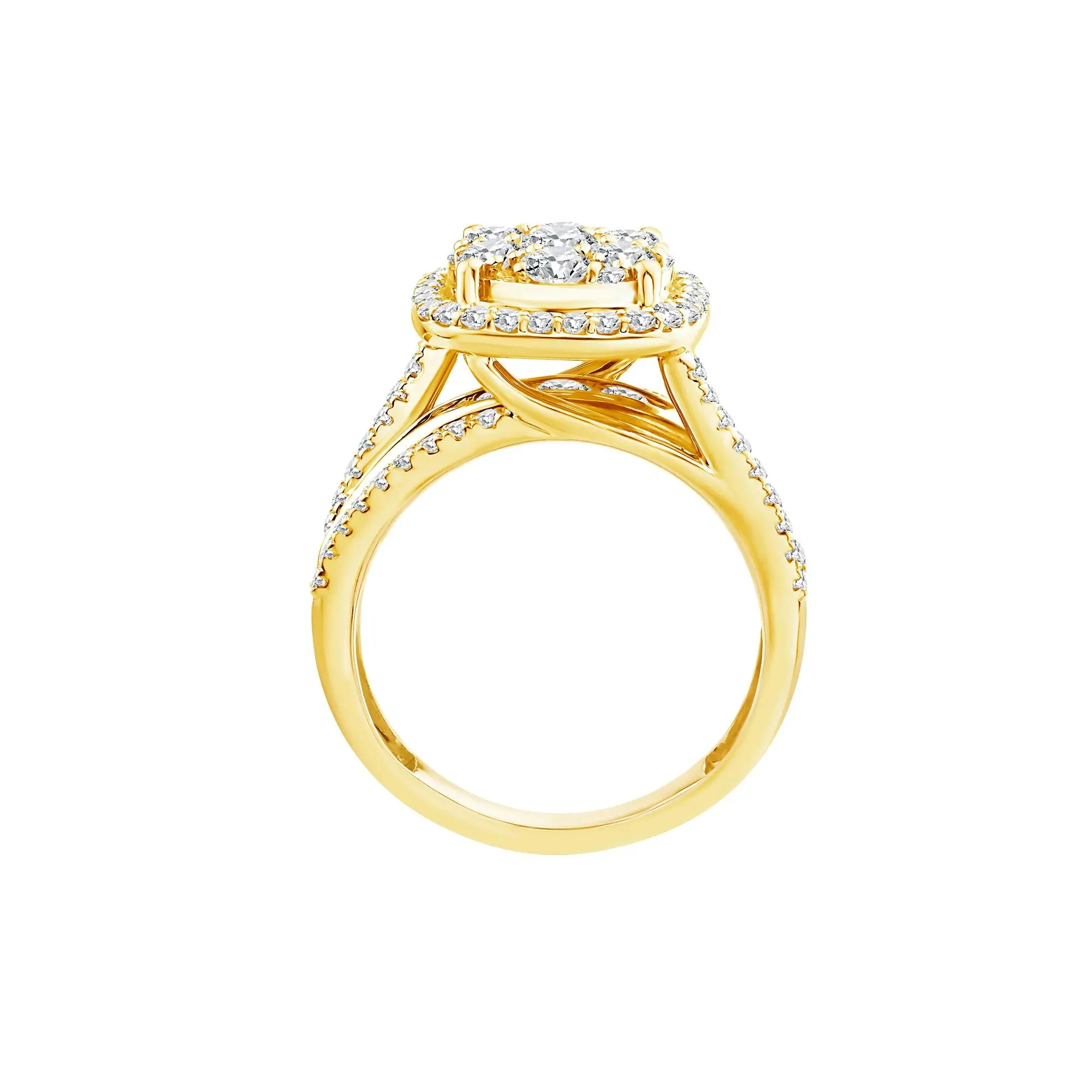 2 CT. Tw. Diamond Composite Engagement Ring 10K Yellow Gold Round Brilliant Cut Size 8 2.5mm - Image 2