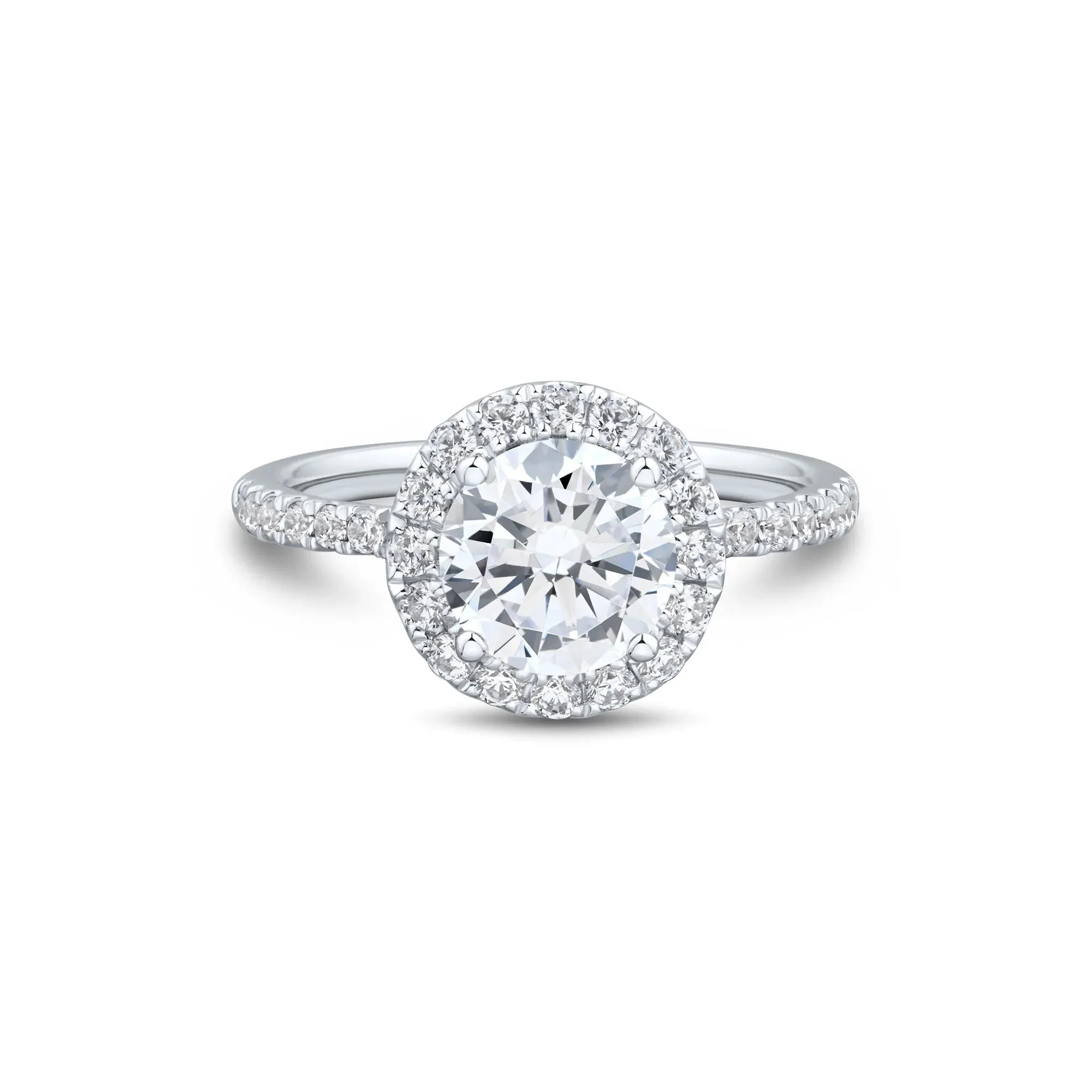2 CT. Tw. Lab Grown Diamond Halo Engagement Ring 14K White Gold Size 8 1mm