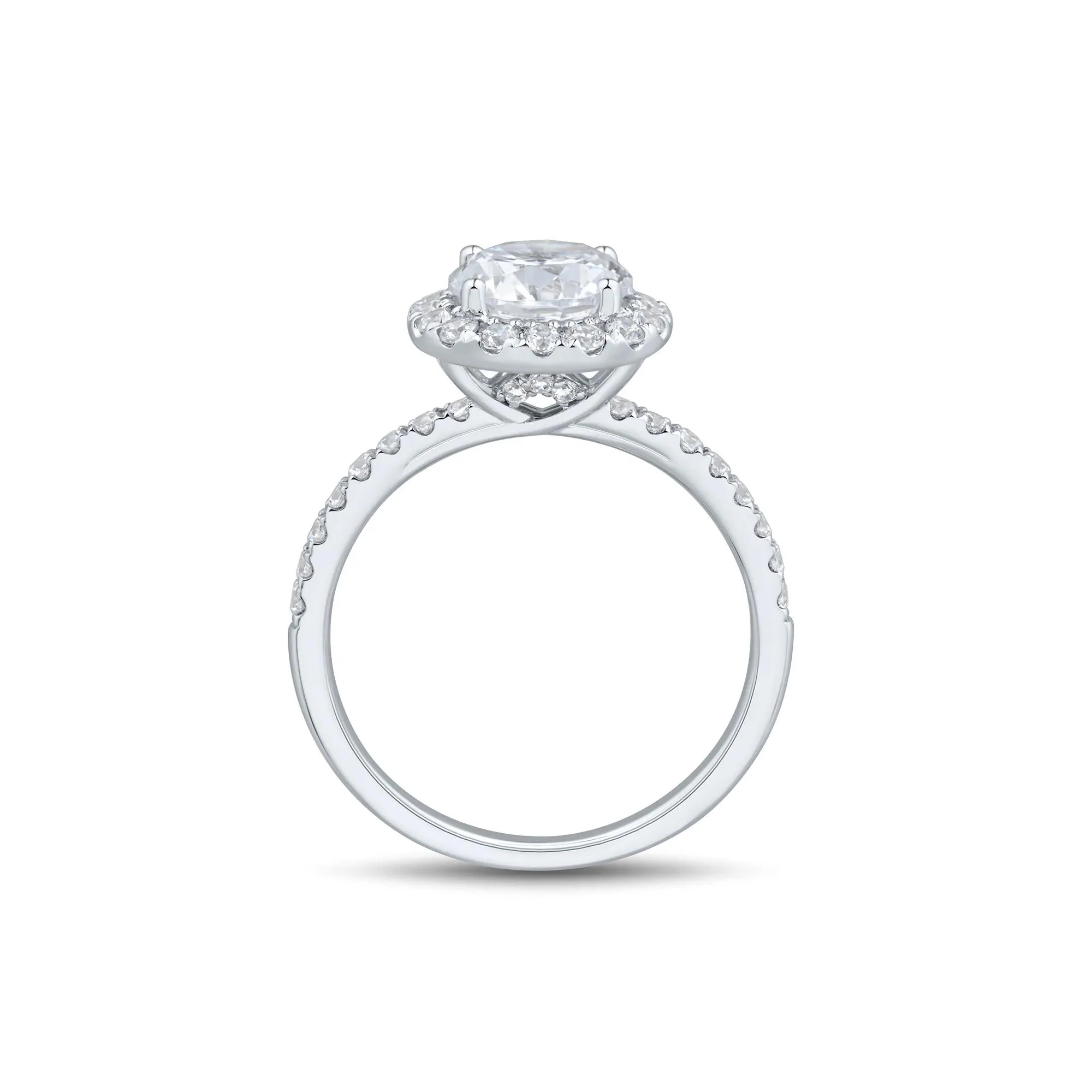 2 CT. Tw. Lab Grown Diamond Halo Engagement Ring 14K White Gold Size 8.5 1mm - Image 2