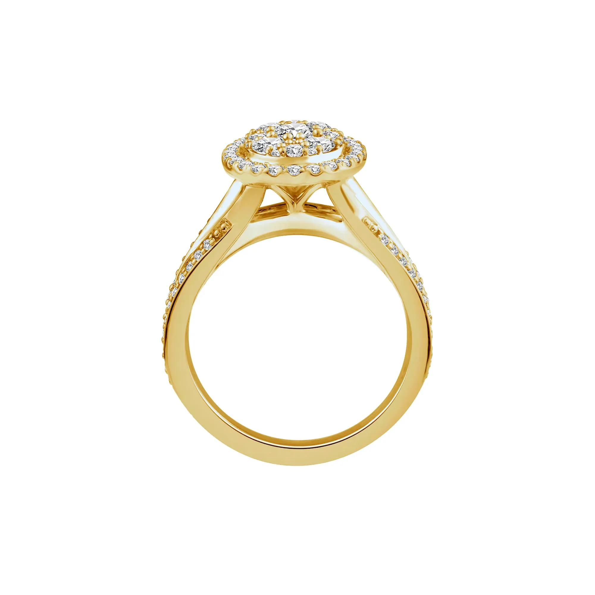 1/2 CT. Tw. Diamond Composite Engagement Ring 10K Yellow Gold Round Brilliant Cut Size 6 - Image 2