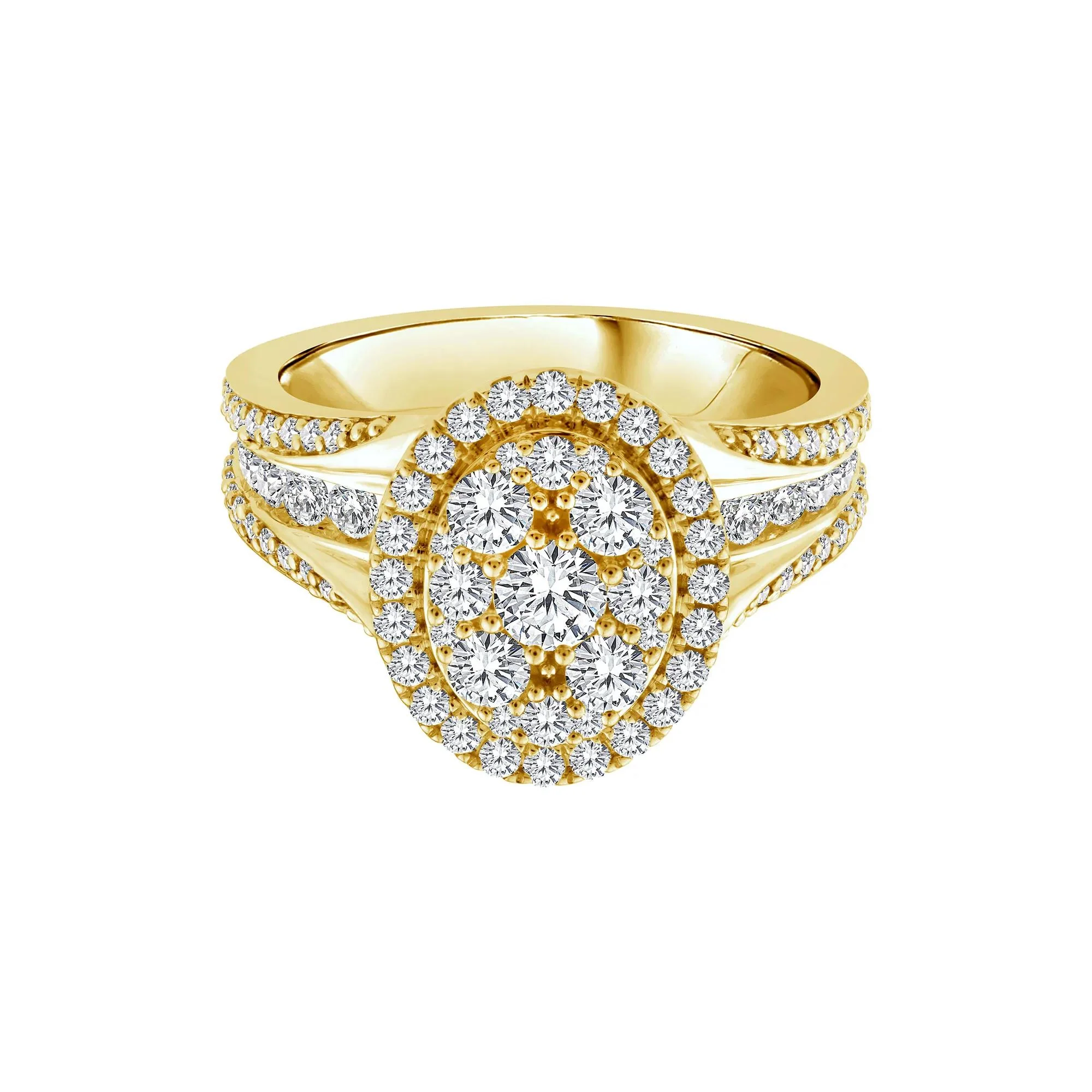 1/2 CT. Tw. Diamond Composite Engagement Ring 10K Yellow Gold Round Brilliant Cut Size 8.5