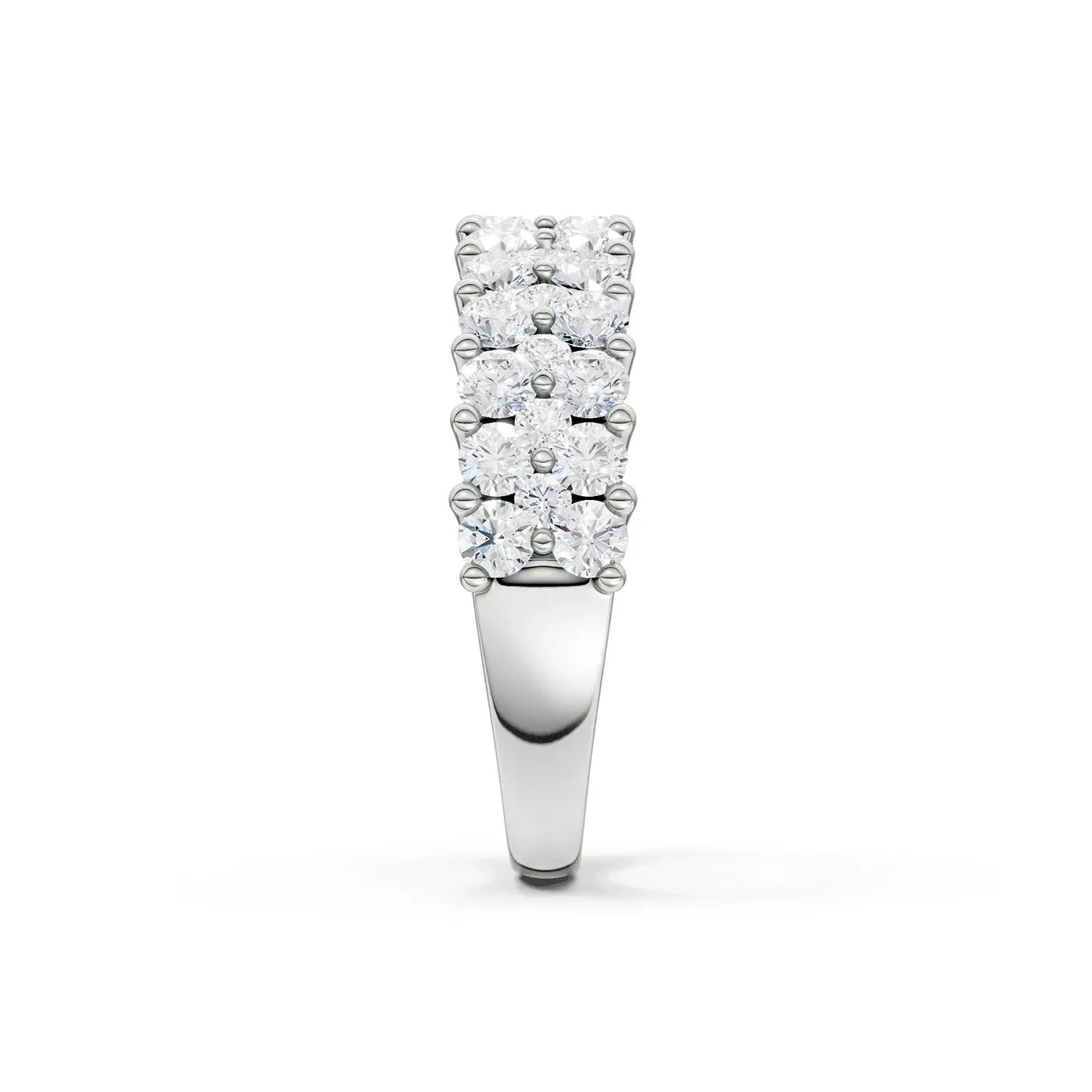 2 CT. Tw. Lab Grown Diamond Double Row Anniversary Band Ring 10K White Gold Size 7 2mm - Image 3