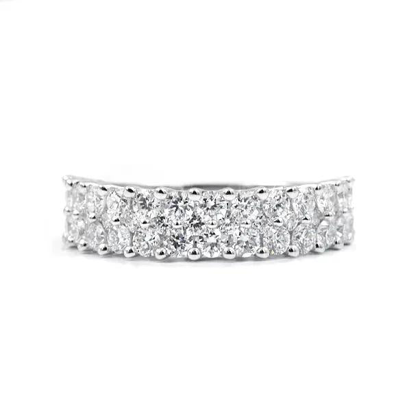 2 CT. Tw. Lab Grown Diamond Double Row Anniversary Band Ring 10K White Gold Size 9 2mm