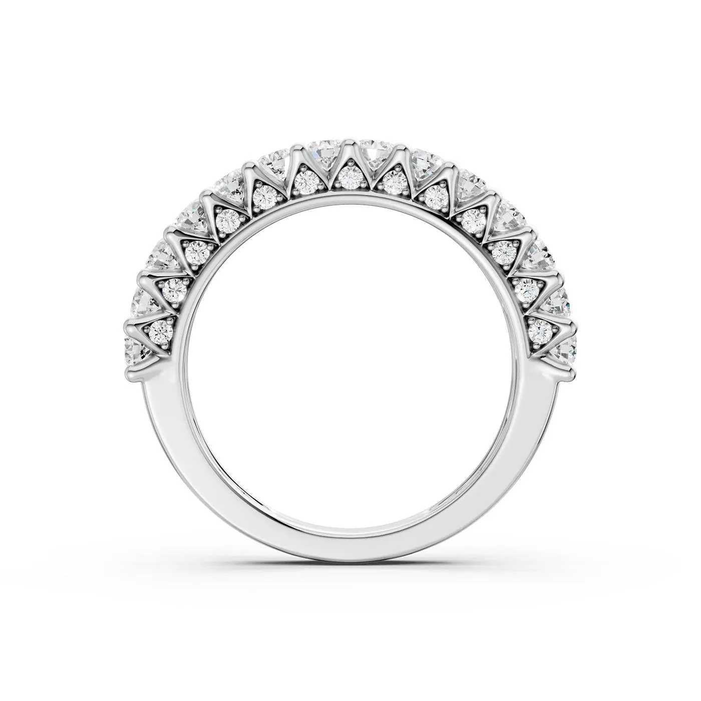 2 CT. Tw. Lab Grown Diamond Double Row Anniversary Band Ring 10K White Gold Size 9 2mm - Image 2