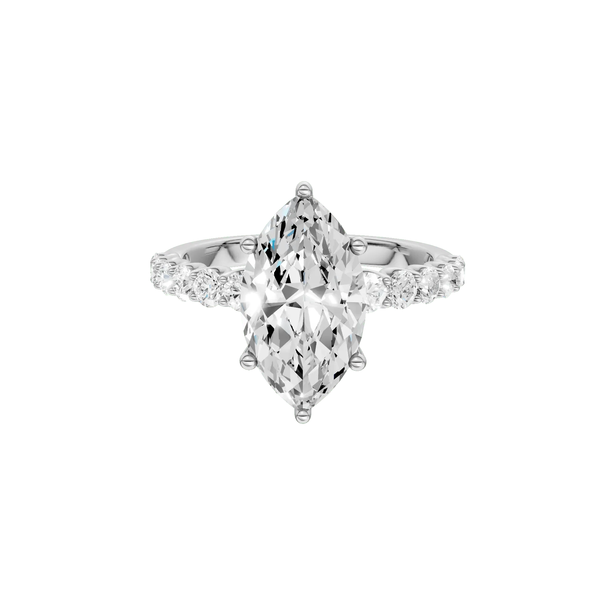 3 5/8 CT. Tw. Lab Grown Diamond Engagement Ring 14K White Gold Size 5 2mm