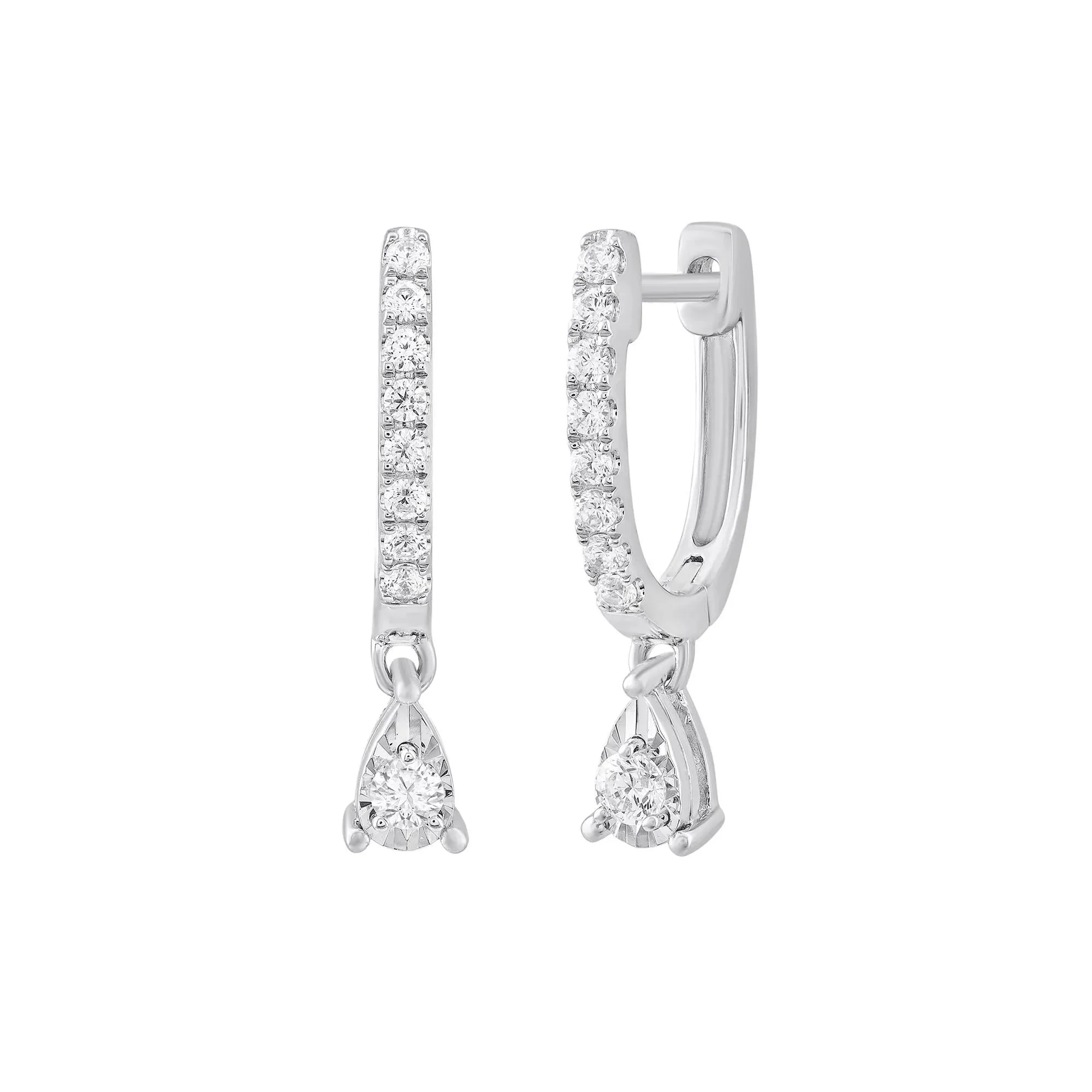 1/4 CT. Tw. Diamond Drop Earrings 10K White Gold Size 3.90mm
