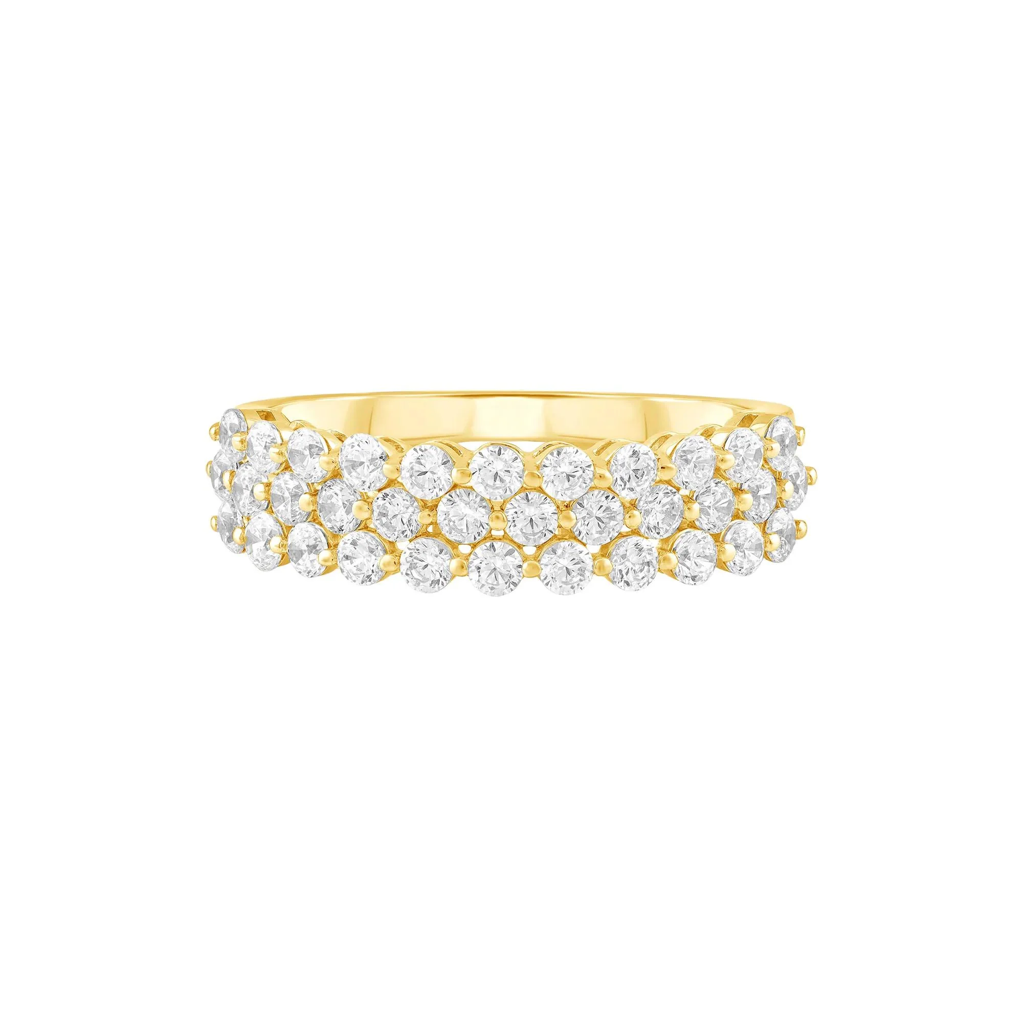1 CT. Tw. Diamond Wide Anniversary Band Ring 10K Yellow Gold Round Brilliant Cut Size 8