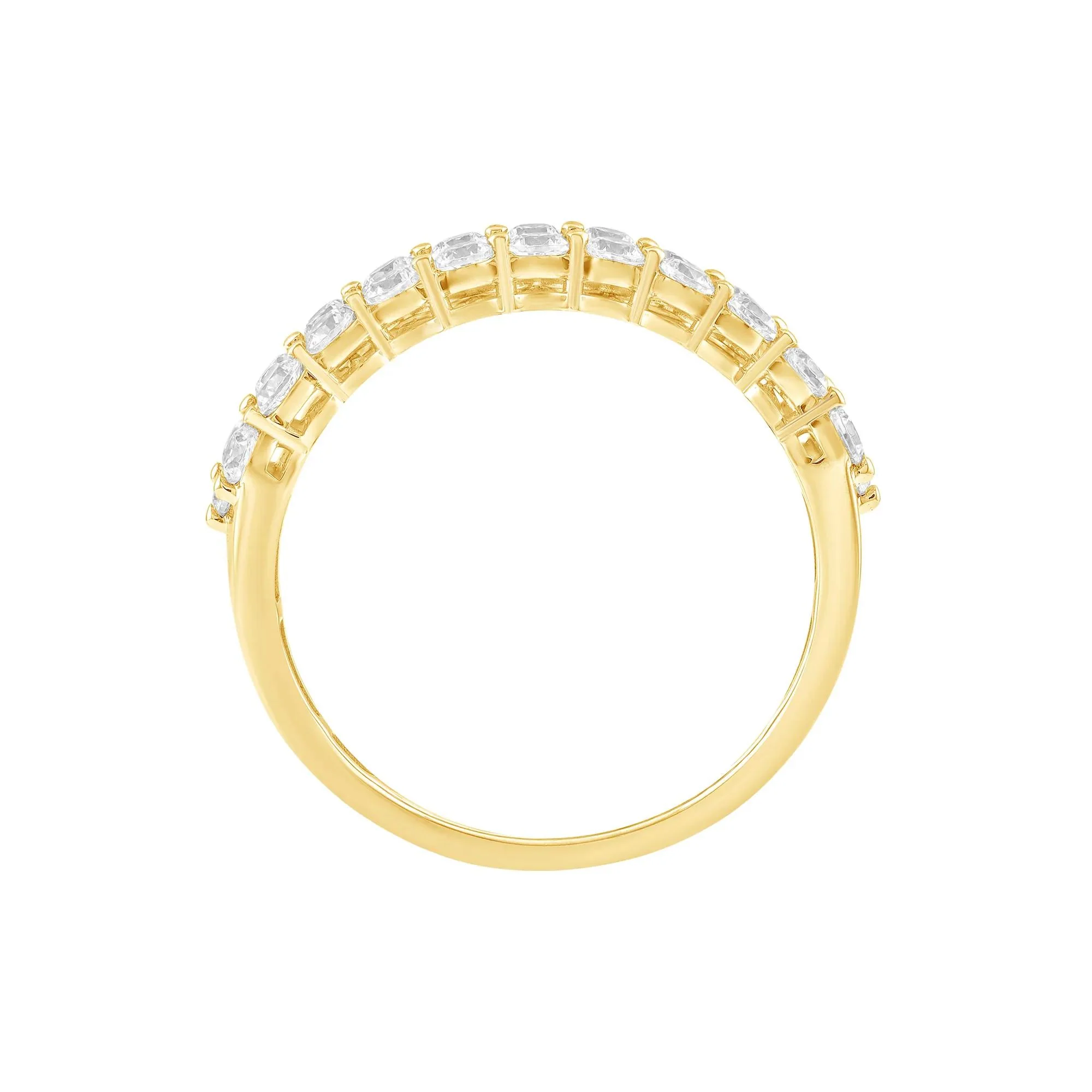 1 CT. Tw. Diamond Wide Anniversary Band Ring 10K Yellow Gold Round Brilliant Cut Size 8.5 - Image 2