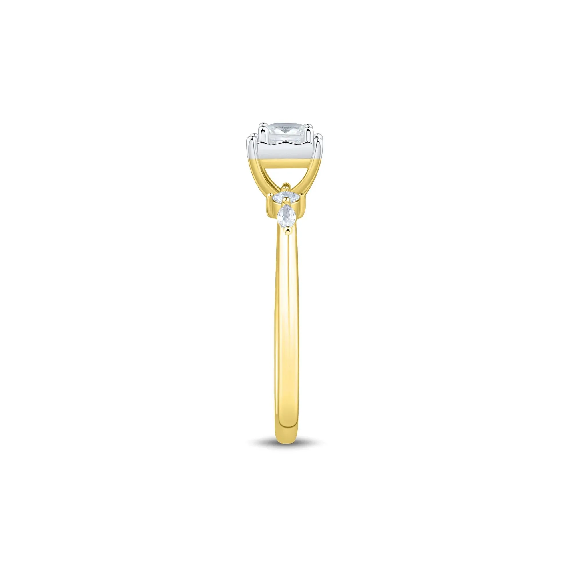 1/2 CT. Tw. Lab Grown Diamond Princess-Cut Promise Ring 10K Yellow and White Gold Size 7 1mm - Image 2
