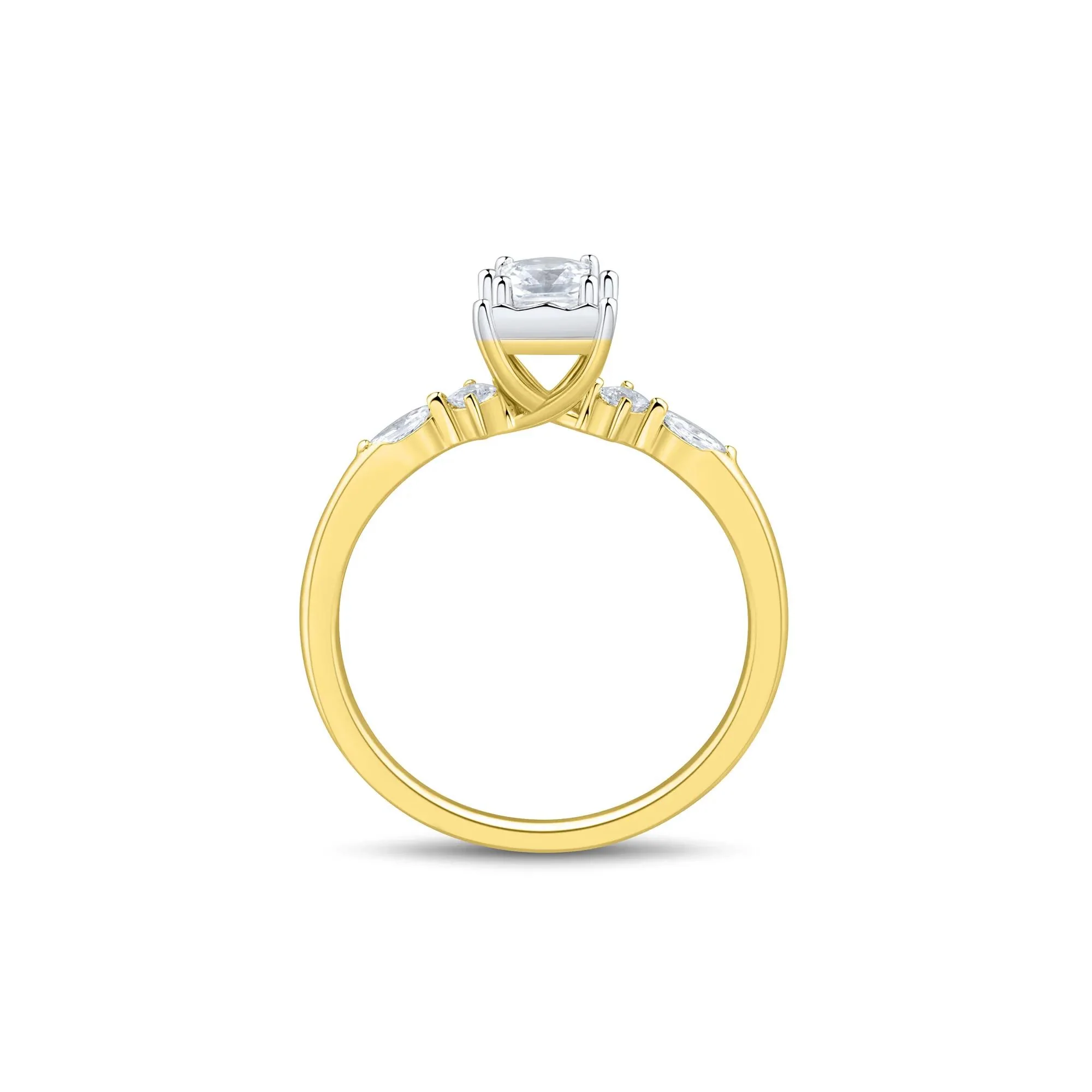 1/2 CT. Tw. Lab Grown Diamond Princess-Cut Promise Ring 10K Yellow and White Gold Size 7 1mm - Image 3