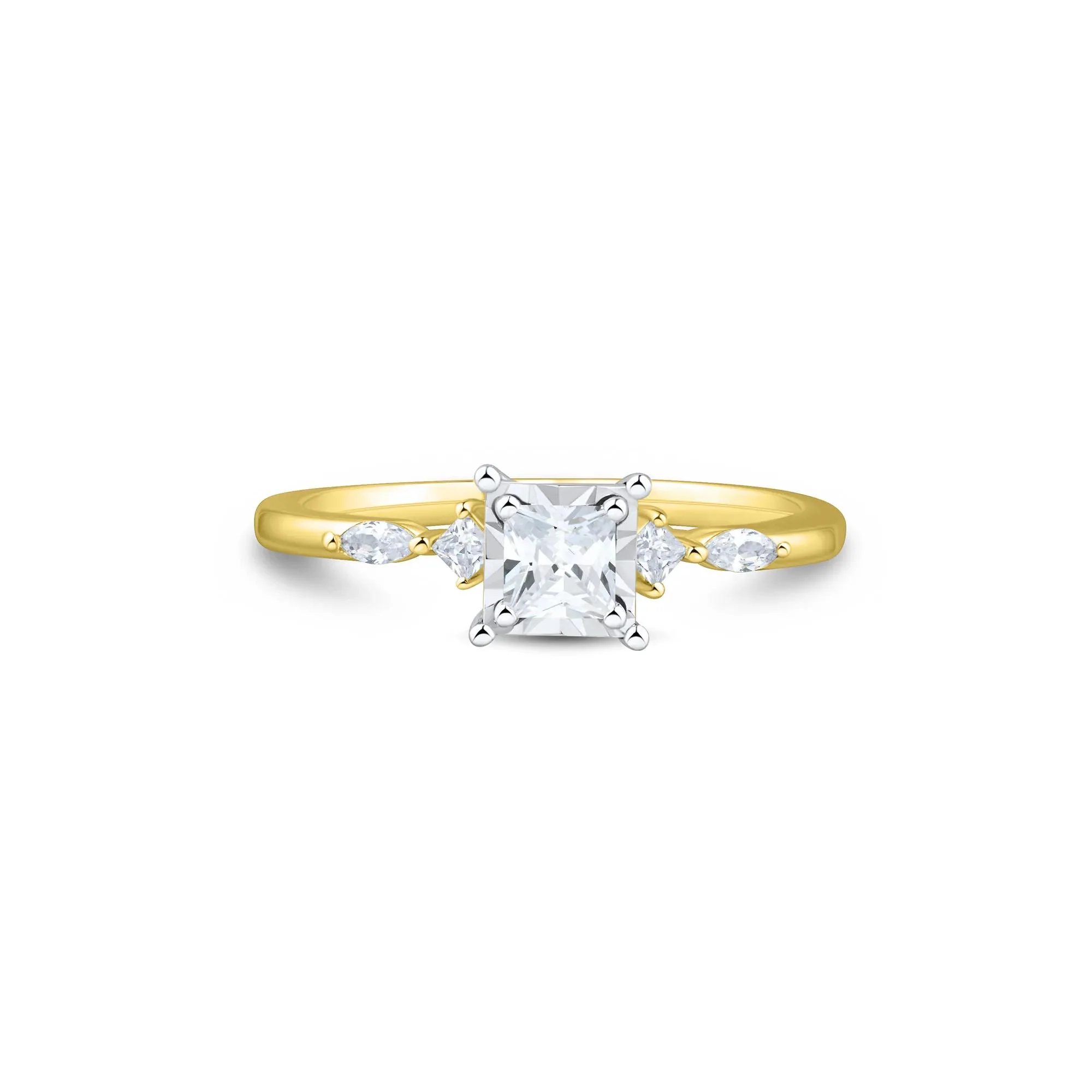 1/2 CT. Tw. Lab Grown Diamond Princess-Cut Promise Ring 10K Yellow and White Gold Size 8.5 1mm