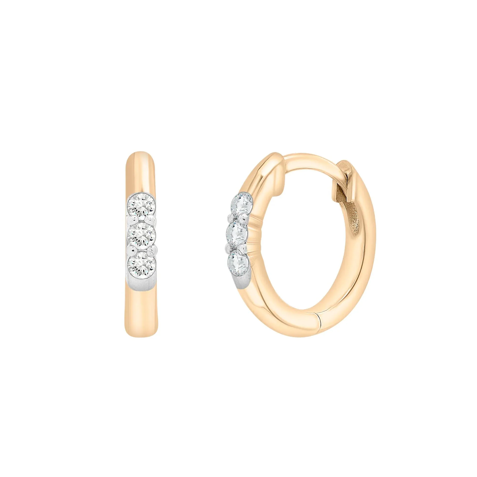 1/7 CT. Tw. Diamond Thin Hoop Earrings 10K Yellow Gold Size 12.00mm
