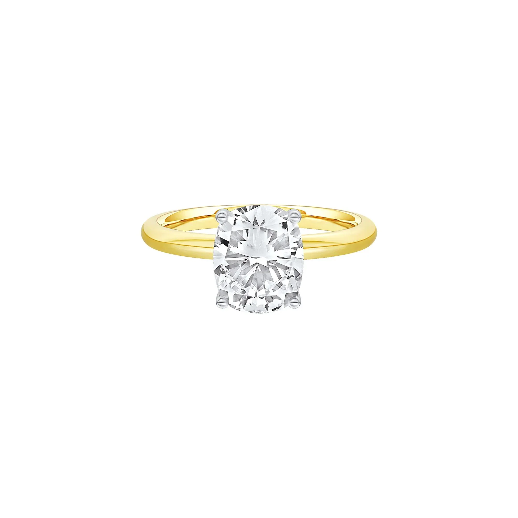 2 CT. Tw. Lab Grown Diamond Elongated Cushion-Cut Engagement Ring 14K Yellow and White Gold Size 9.5 2mm