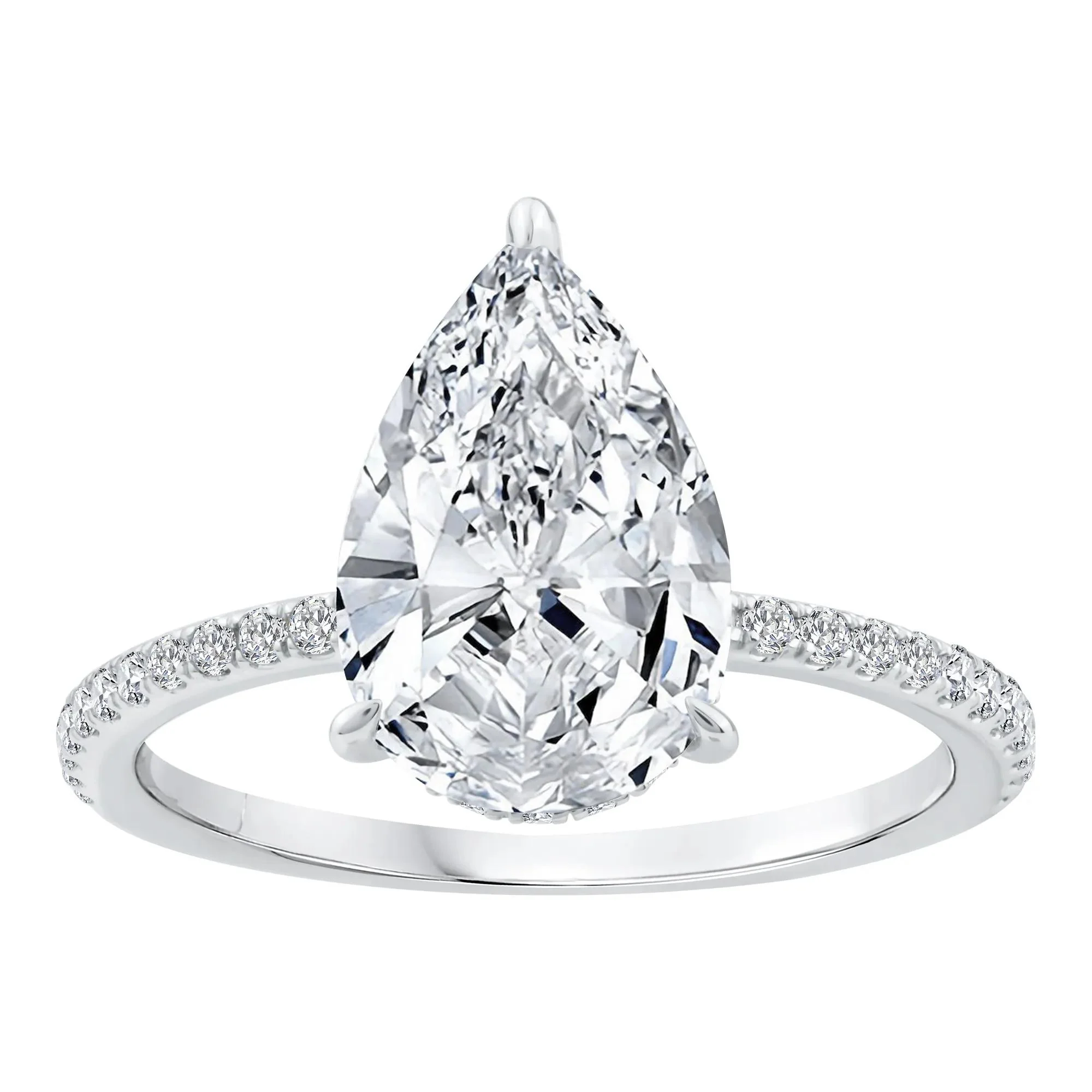 3 1/4 CT. Tw. Lab Grown Diamond Engagement Ring 14K White Gold Round Brilliant Cut Size 7.5 1mm