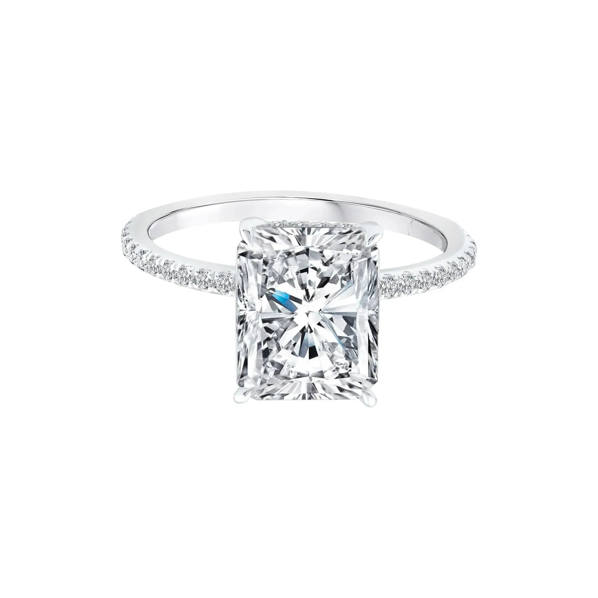 3 1/4 CT. Tw. Lab Grown Diamond Radiant-Cut Engagement Ring 14K White Gold Size 9 1mm