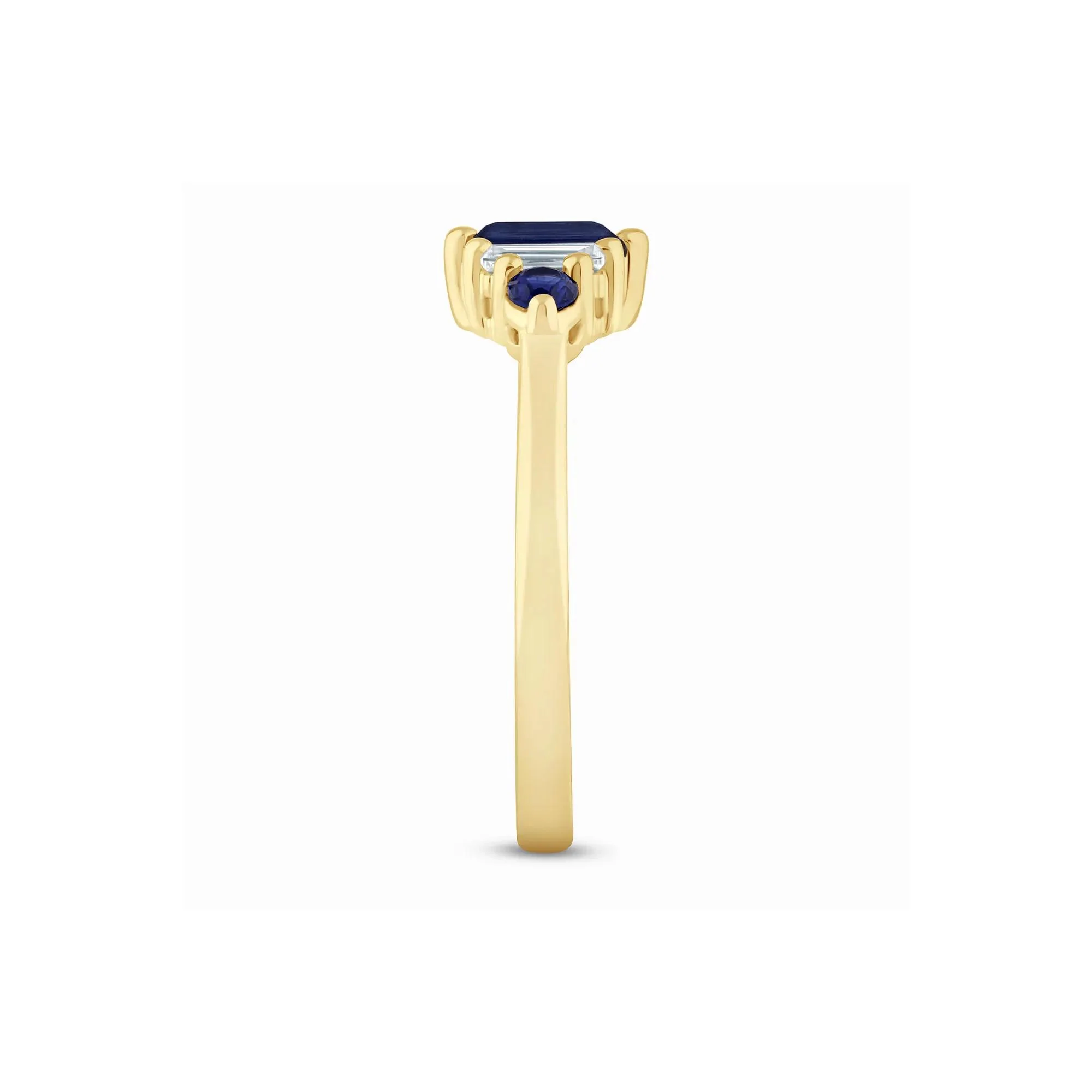 1/5 CT. Tw. Lab-Created Blue Sapphire and Lab Grown Diamond Ring 10K Yellow Gold Size 6 1.5mm - Image 3