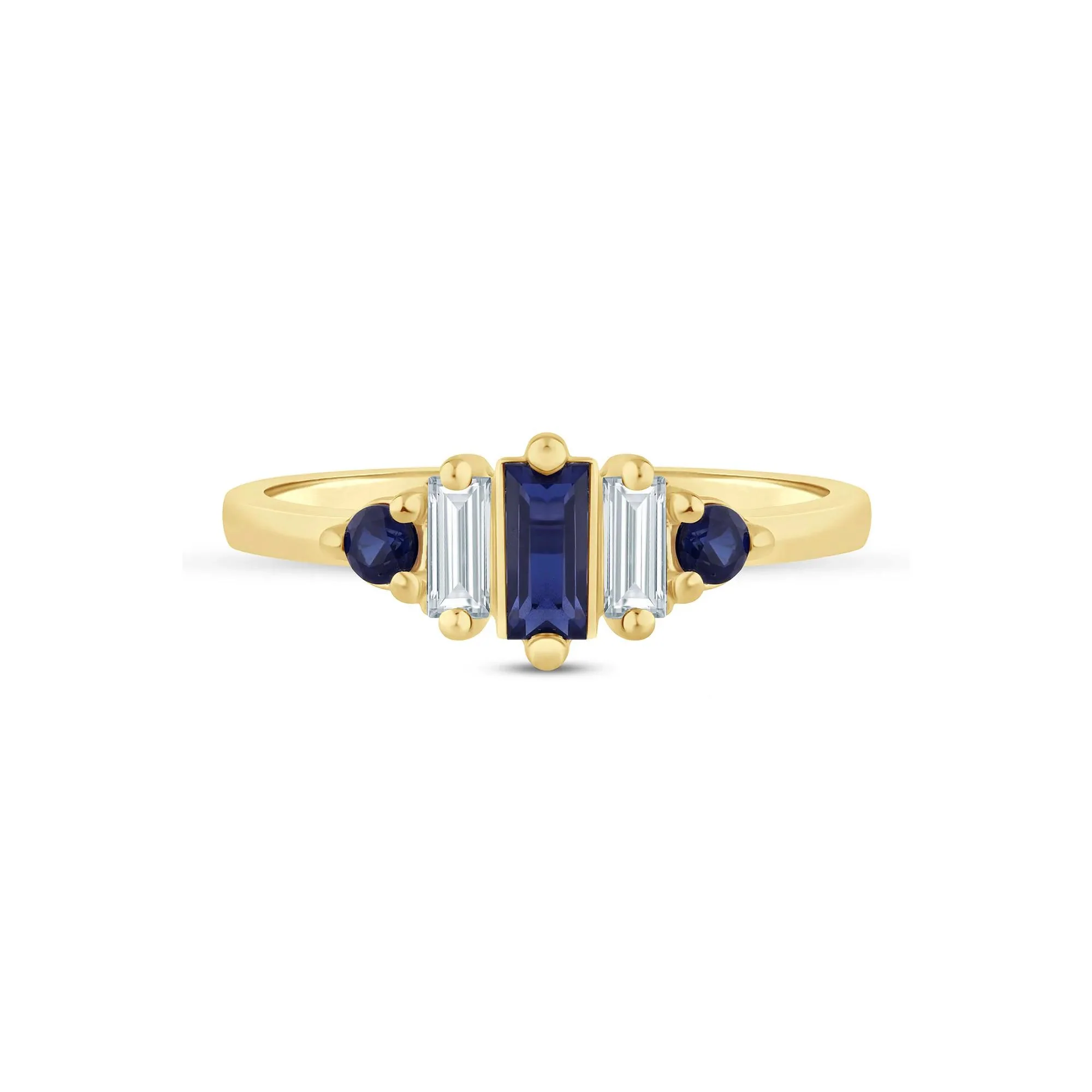 1/5 CT. Tw. Lab-Created Blue Sapphire and Lab Grown Diamond Ring 10K Yellow Gold Size 7.5 1.5mm