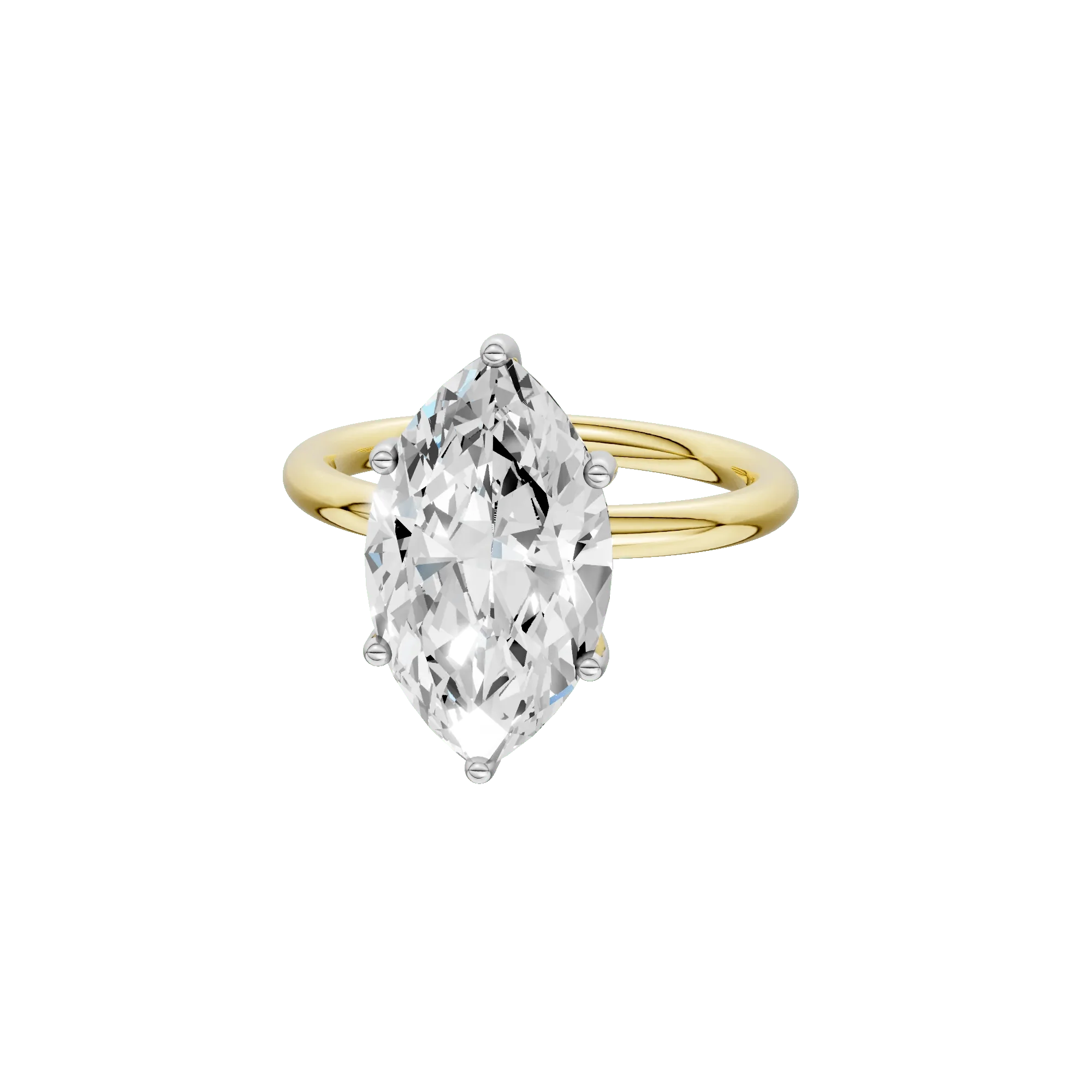 4 CT. Tw. Lab Grown Diamond Marquise Solitaire Engagement Ring 14K Yellow and White Gold Size 10 2mm - Image 2