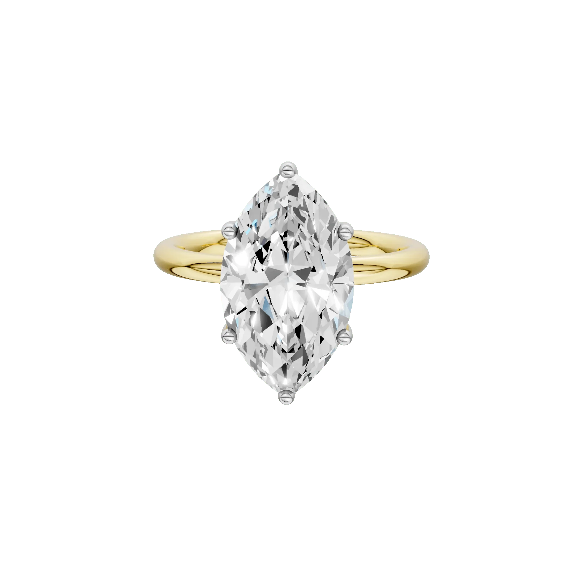 4 CT. Tw. Lab Grown Diamond Marquise Solitaire Engagement Ring 14K Yellow and White Gold Size 8 2mm