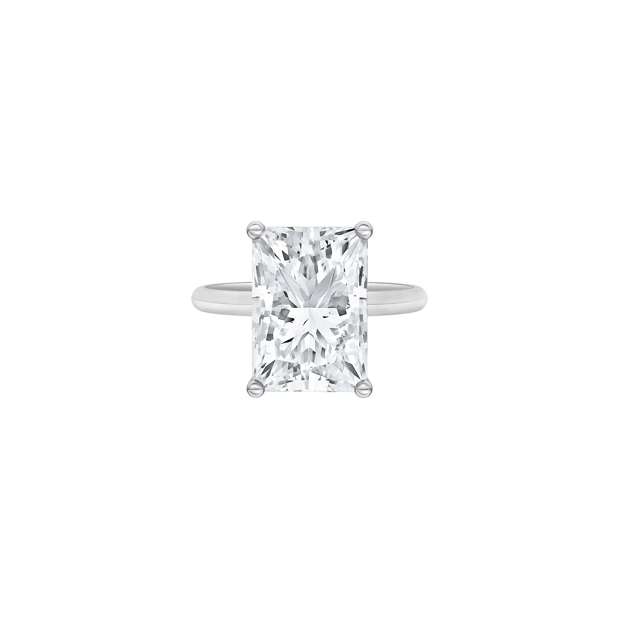 Lab Grown Diamond Radiant-Cut Solitaire Ring 14K White Gold (4 CT.) Size 7 2mm
