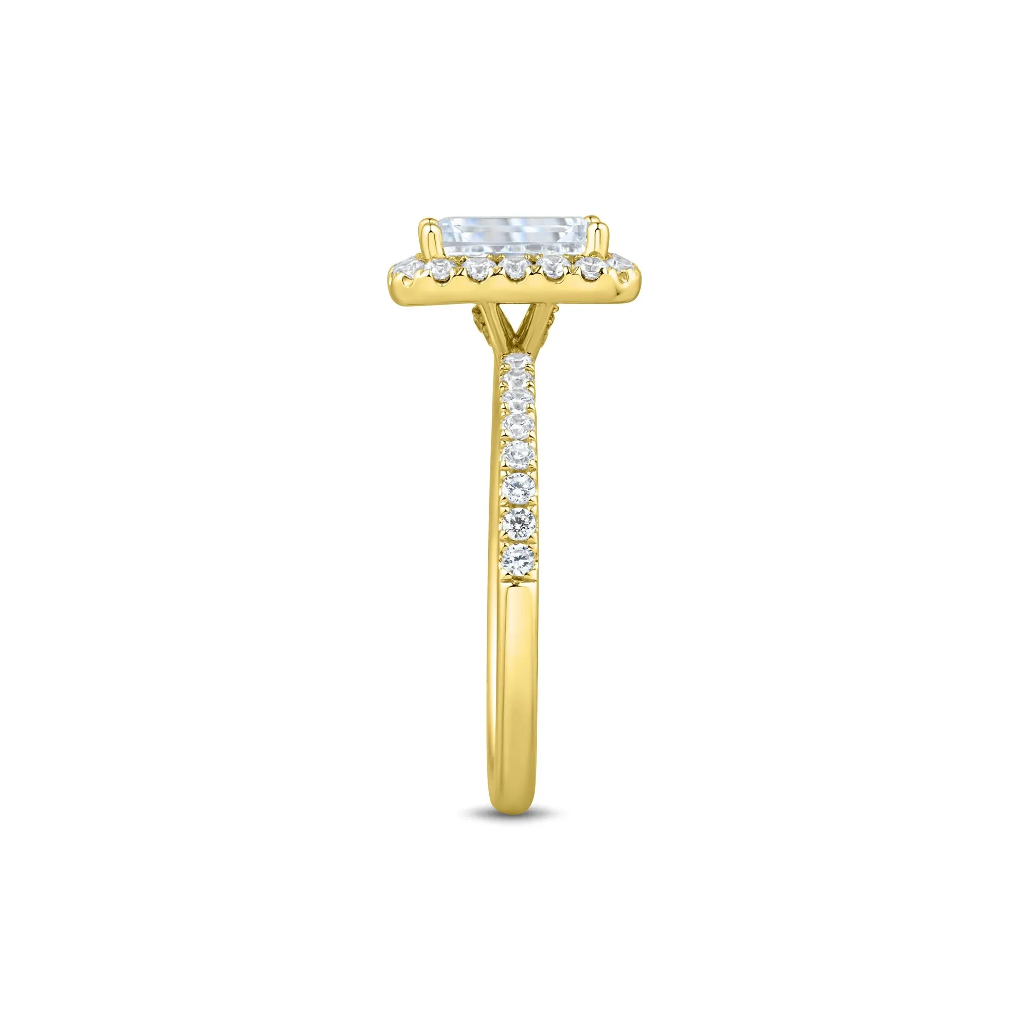 2 CT. Tw. Lab Grown Diamond Emerald-Cut Engagement Ring 14K Yellow Gold Size 5 1.5mm - Image 3