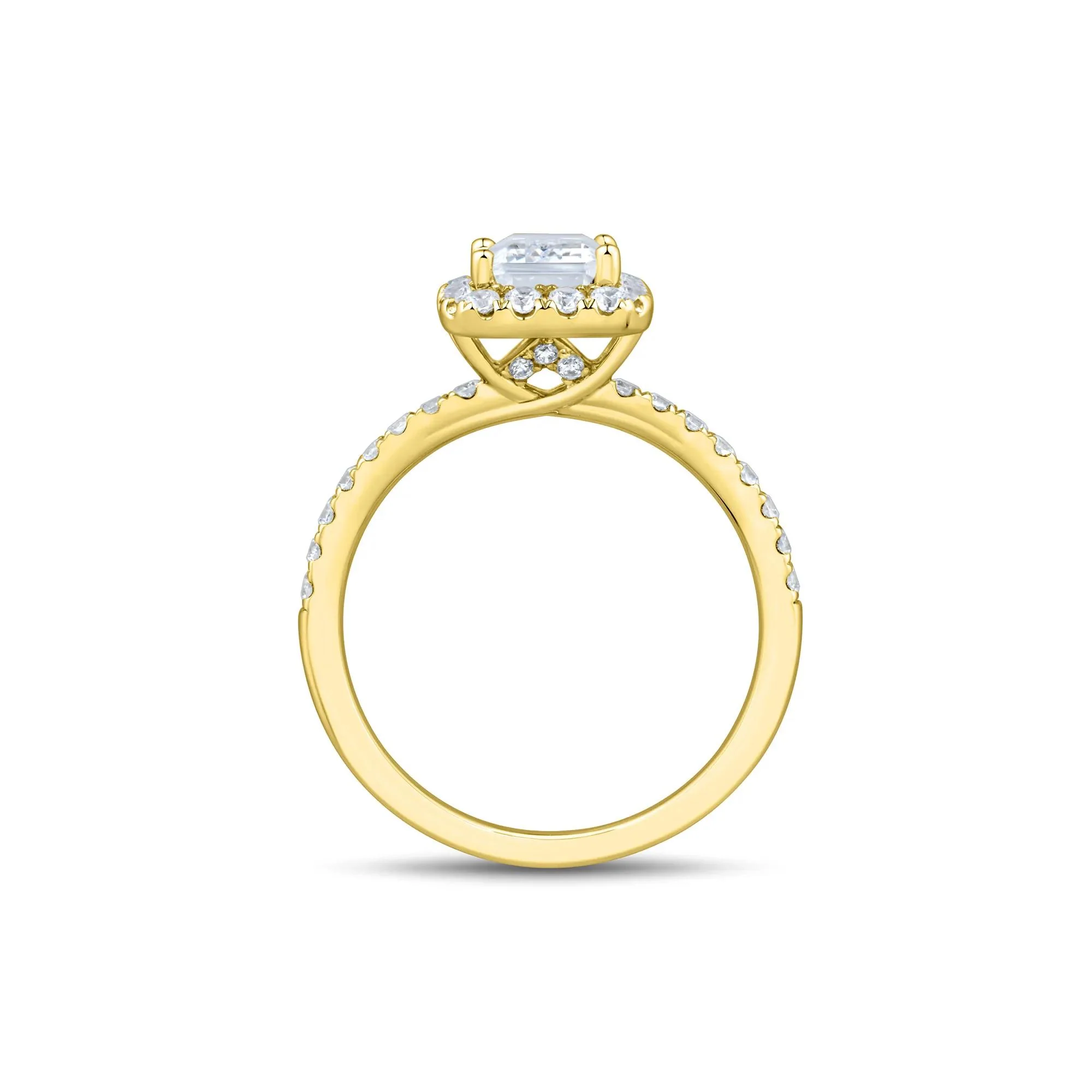 2 CT. Tw. Lab Grown Diamond Emerald-Cut Engagement Ring 14K Yellow Gold Size 7 1.5mm - Image 2