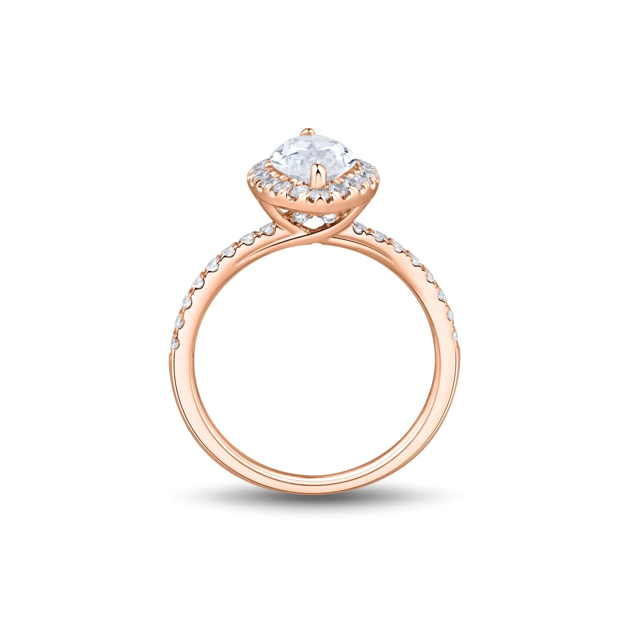 2 CT. Tw. Lab Grown Diamond Marquise-Cut Halo Engagement Ring 14K Rose Gold Size 6.5 1.5mm - Image 2