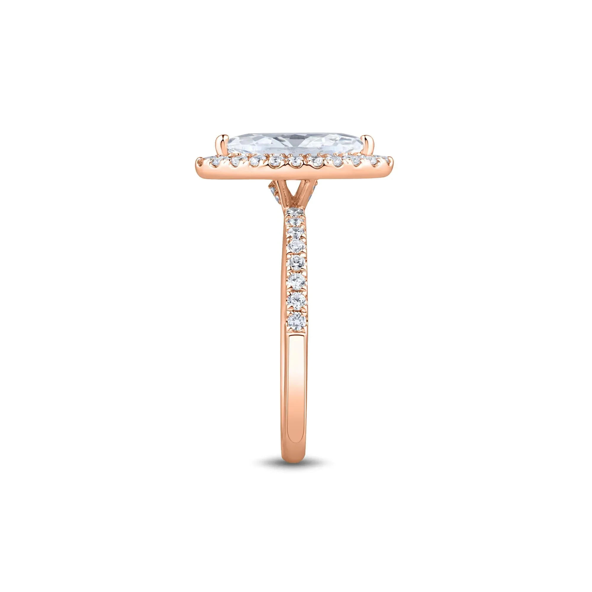 2 CT. Tw. Lab Grown Diamond Marquise-Cut Halo Engagement Ring 14K Rose Gold Size 8 1.5mm - Image 3