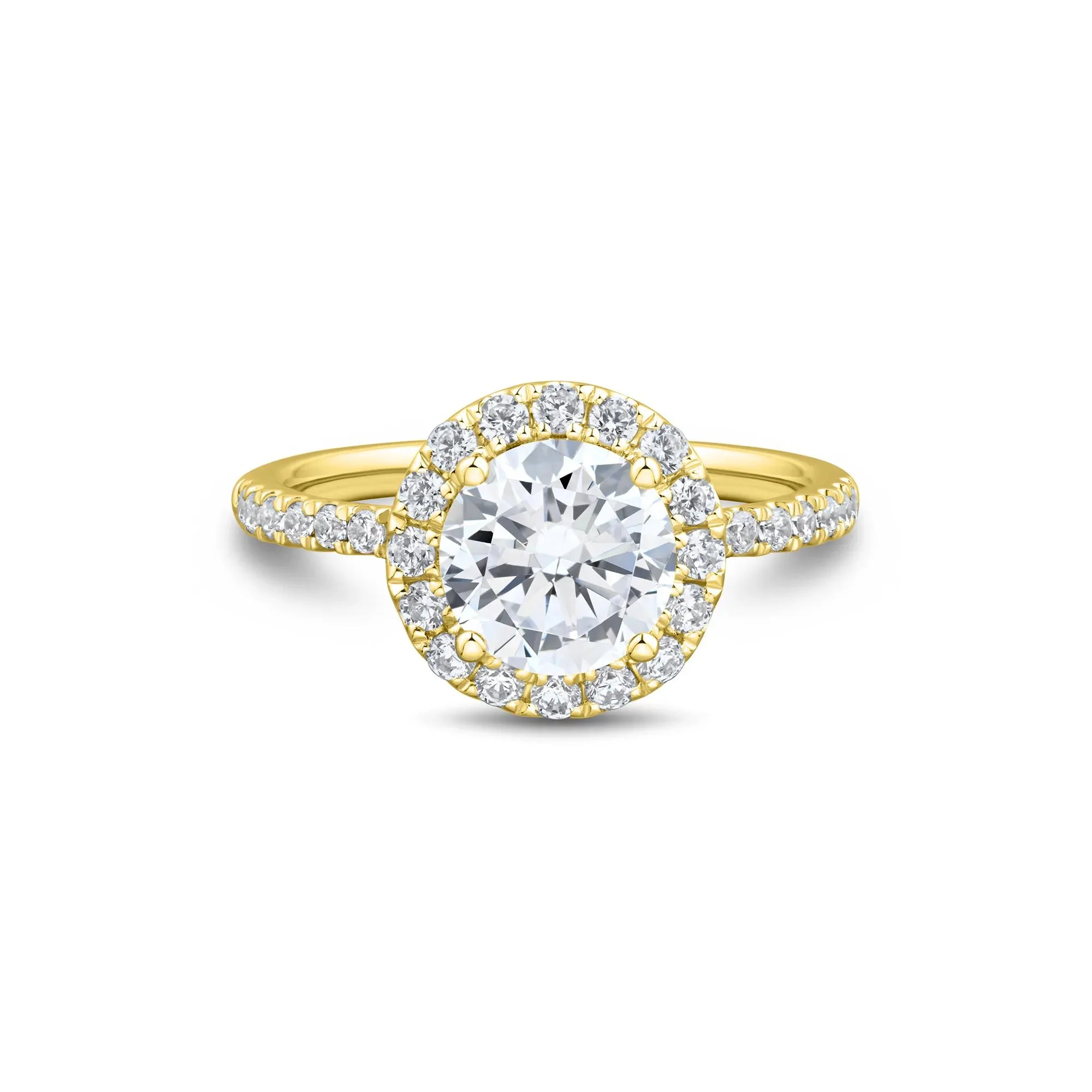 2 CT. Tw. Lab Grown Diamond Halo Engagement Ring 14K Yellow Gold Size 6.5 1mm