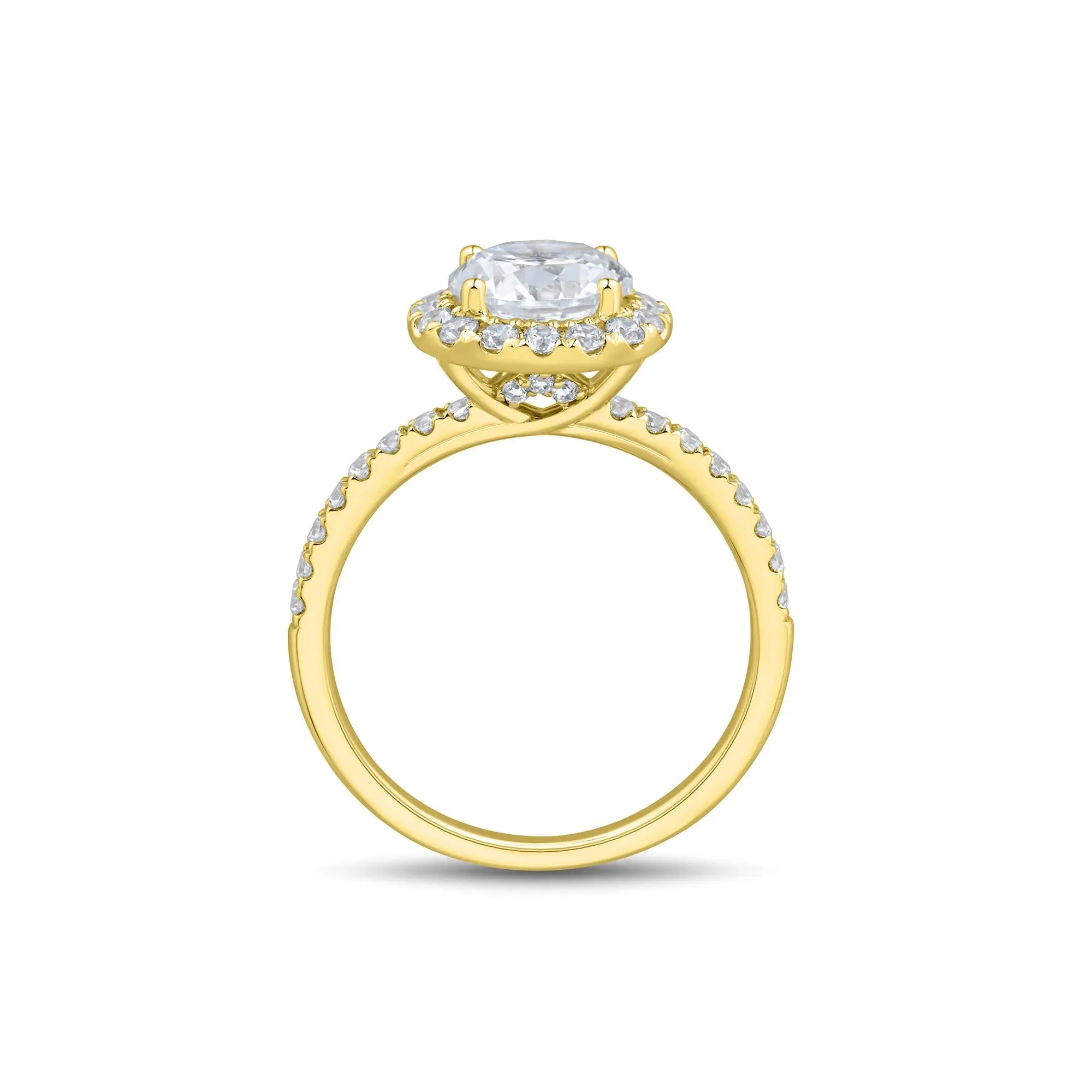2 CT. Tw. Lab Grown Diamond Halo Engagement Ring 14K Yellow Gold Size 8.5 1mm - Image 2