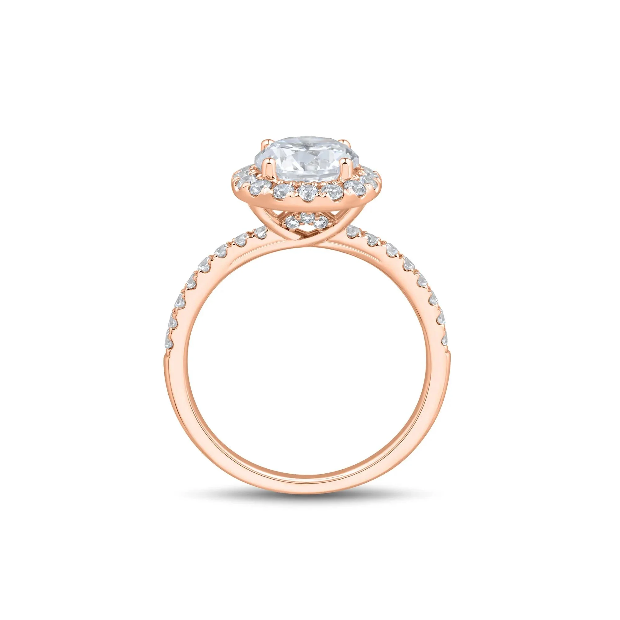 2 CT. Tw. Lab Grown Diamond Halo Engagement Ring 14K Rose Gold Size 6.5 1mm - Image 2