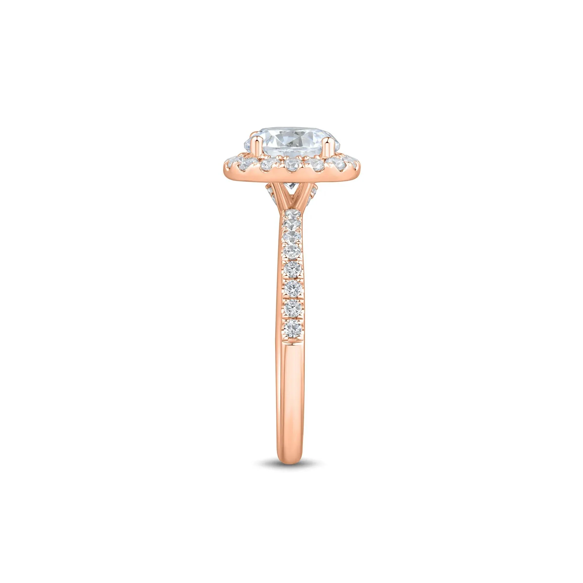 2 CT. Tw. Lab Grown Diamond Halo Engagement Ring 14K Rose Gold Size 8.5 1mm - Image 3