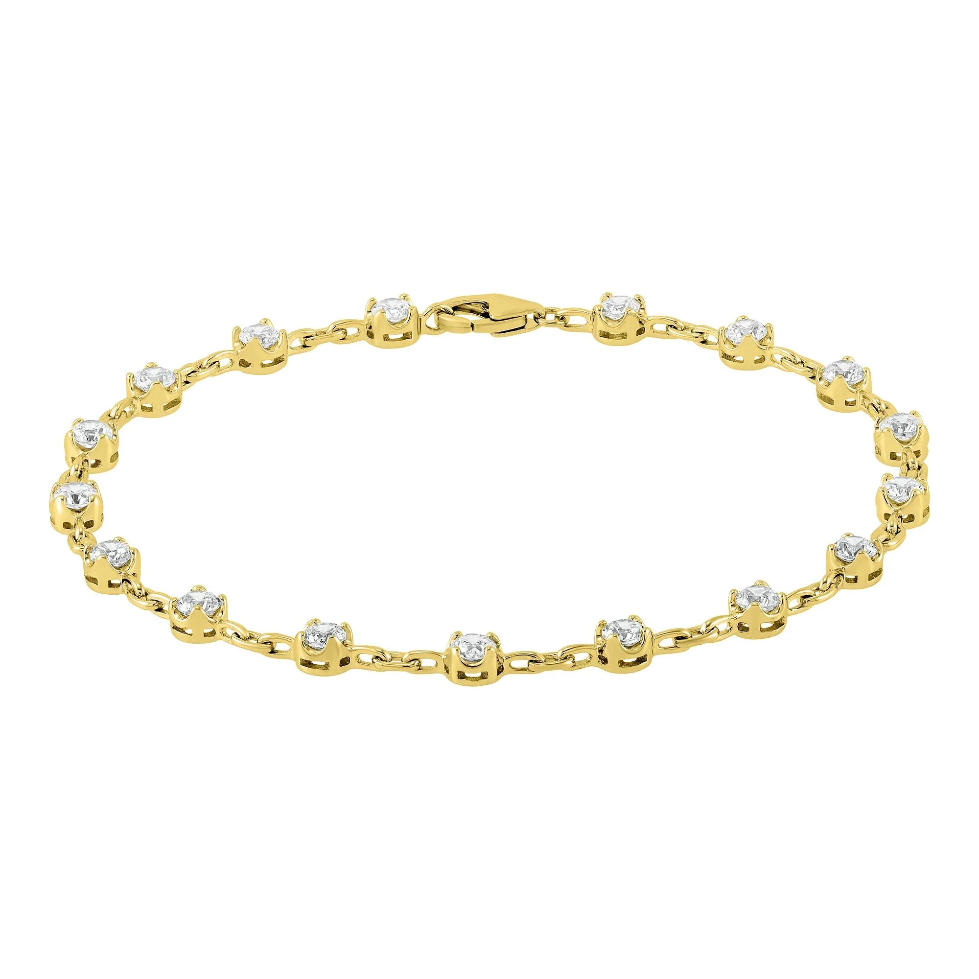 2 CT. Tw. Lab Grown Diamond Tennis Bracelet 10K Yellow Gold Size 7.25"