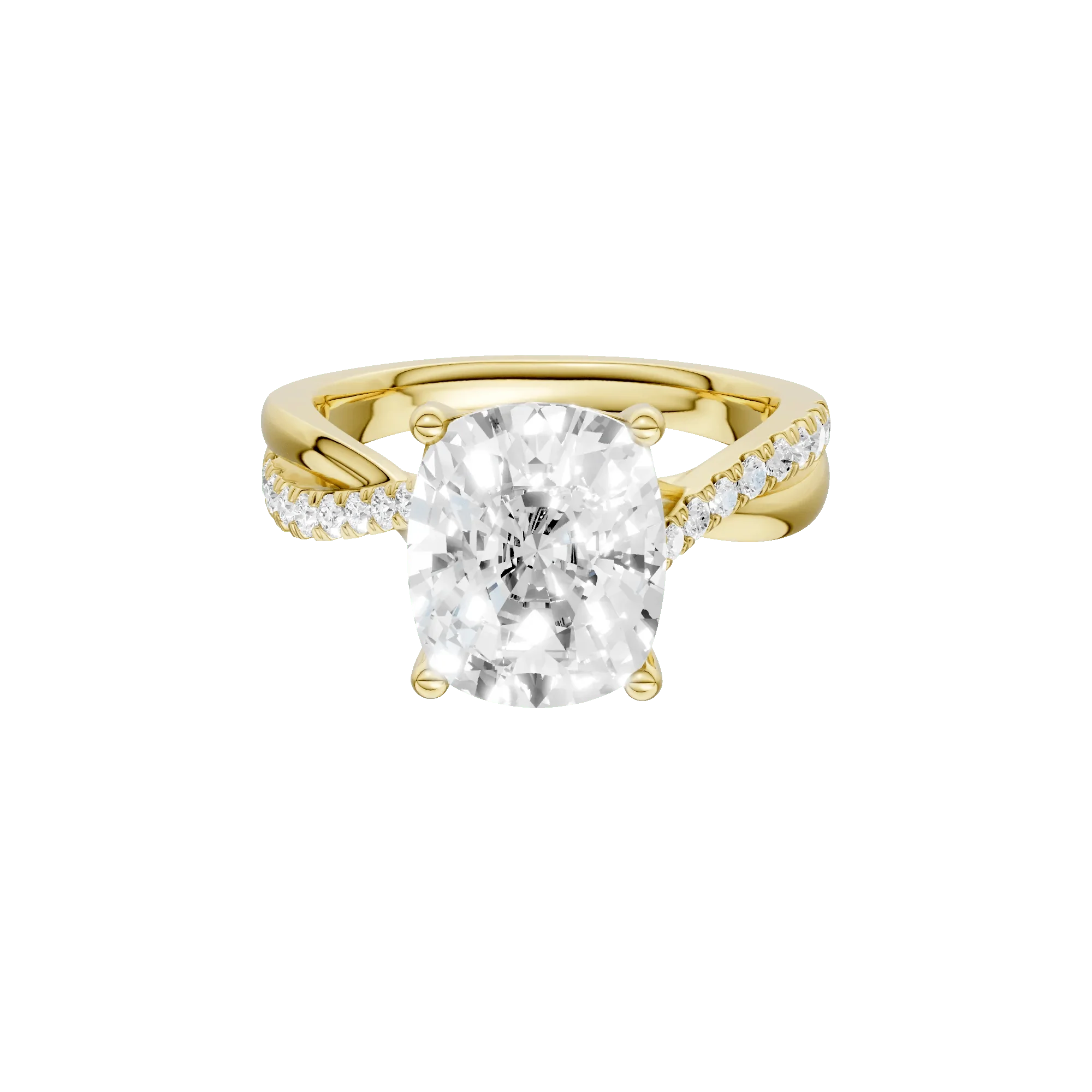 4 CT. Tw. Lab Grown Diamond Elongated Cushion Engagement Ring 14K Yellow Gold Size 6.5 2mm