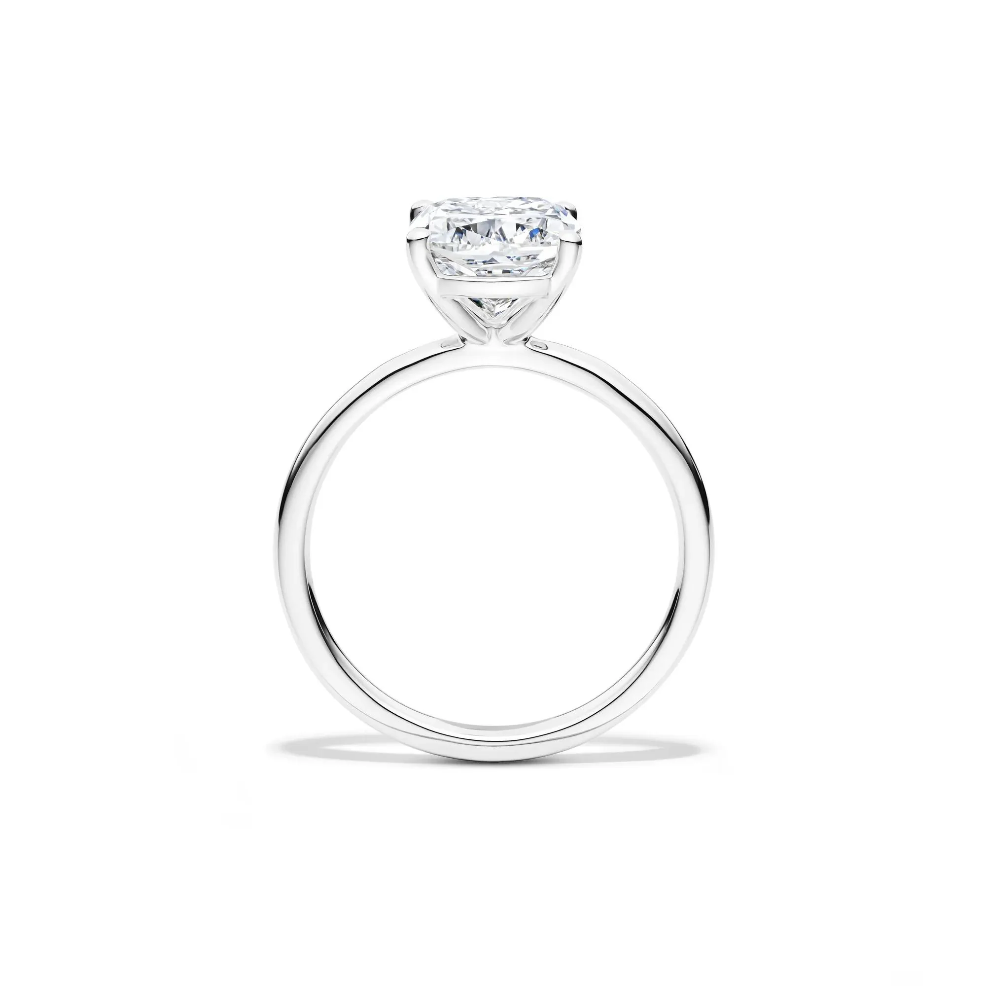 Lab Grown Diamond Elongated Cushion Solitaire Engagement Ring 14K White Gold (3 CT.) Size 4 2mm - Image 3