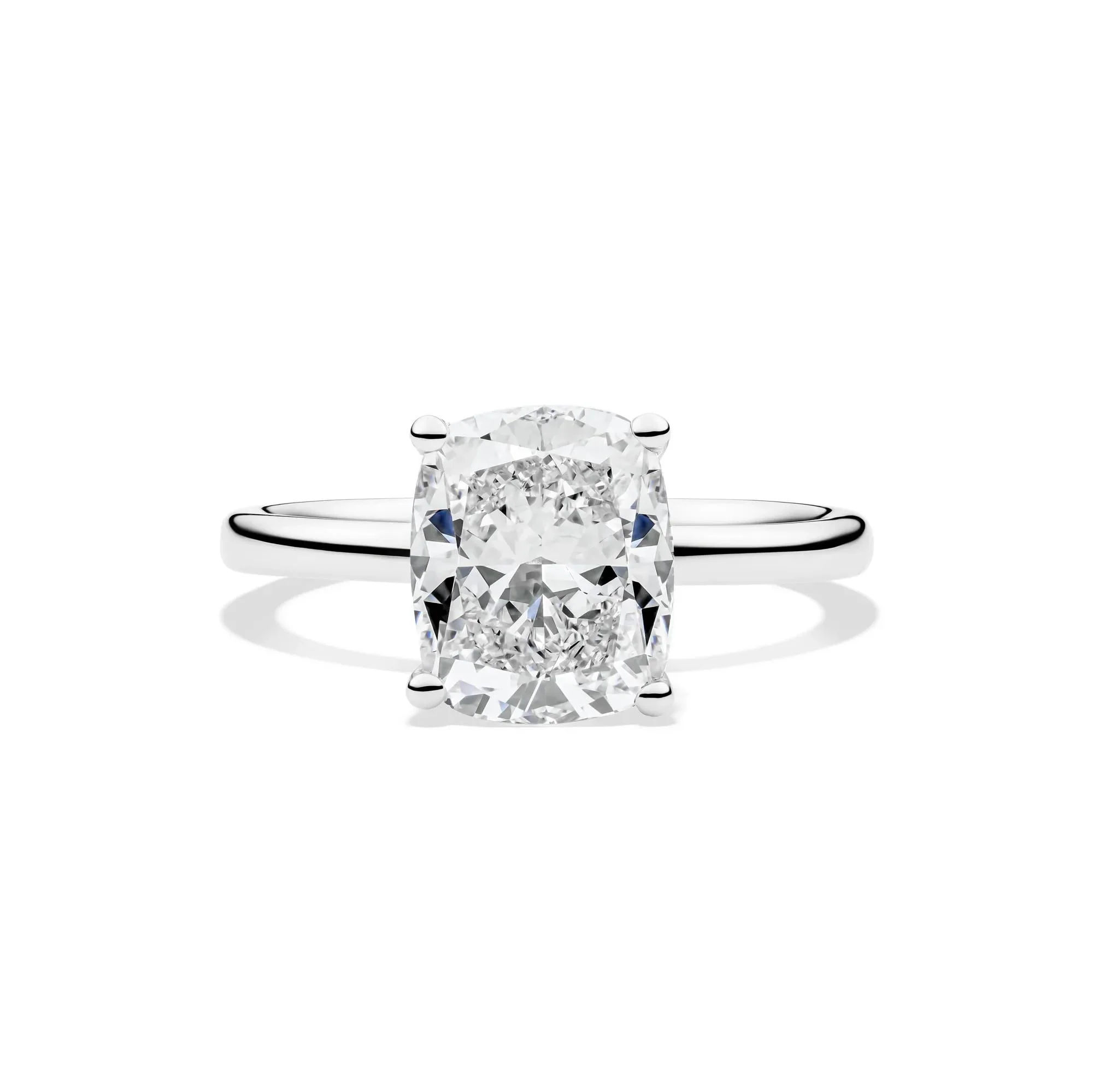 Lab Grown Diamond Elongated Cushion Solitaire Engagement Ring 14K White Gold (3 CT.) Size 9.5 2mm