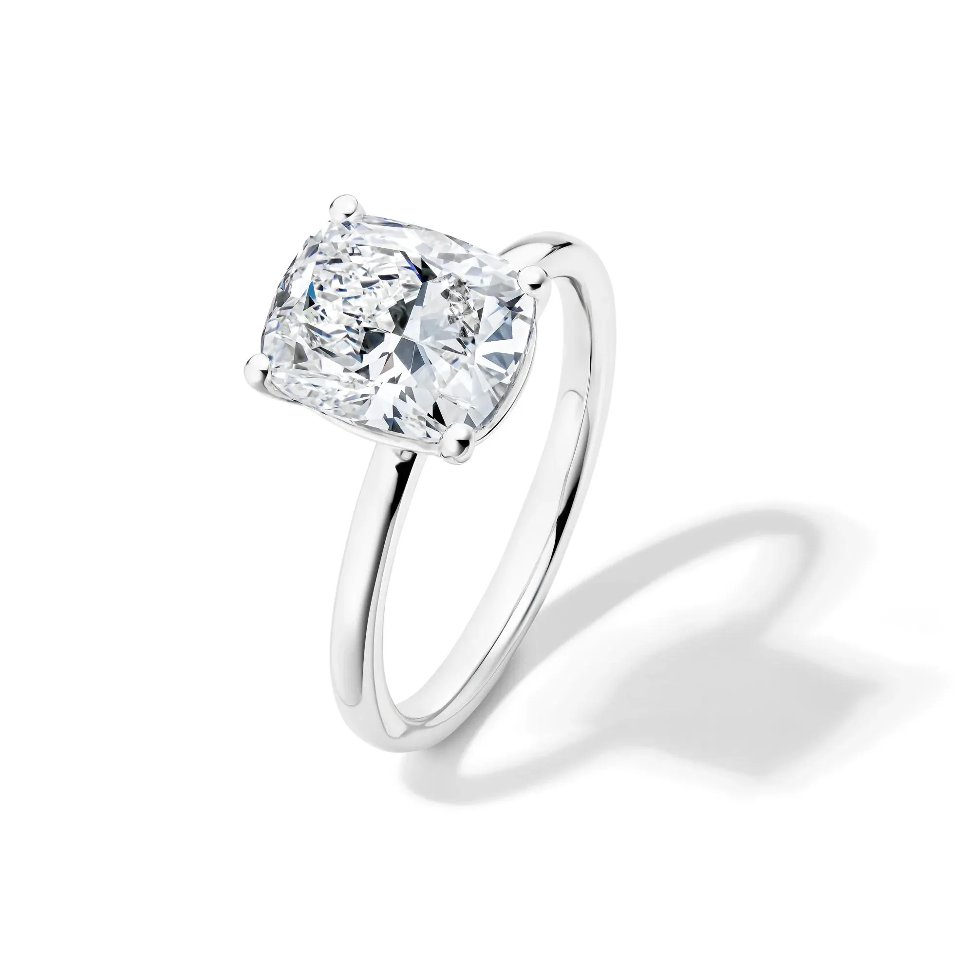 Lab Grown Diamond Elongated Cushion Solitaire Engagement Ring 14K White Gold (3 CT.) Size 9.5 2mm - Image 4