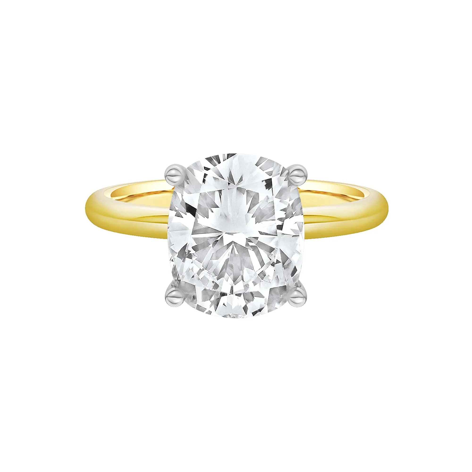 3 CT. Tw. Lab Grown Diamond Elongated Cushion-Cut Engagement Ring 14K Yellow and White Gold Size 9 2mm