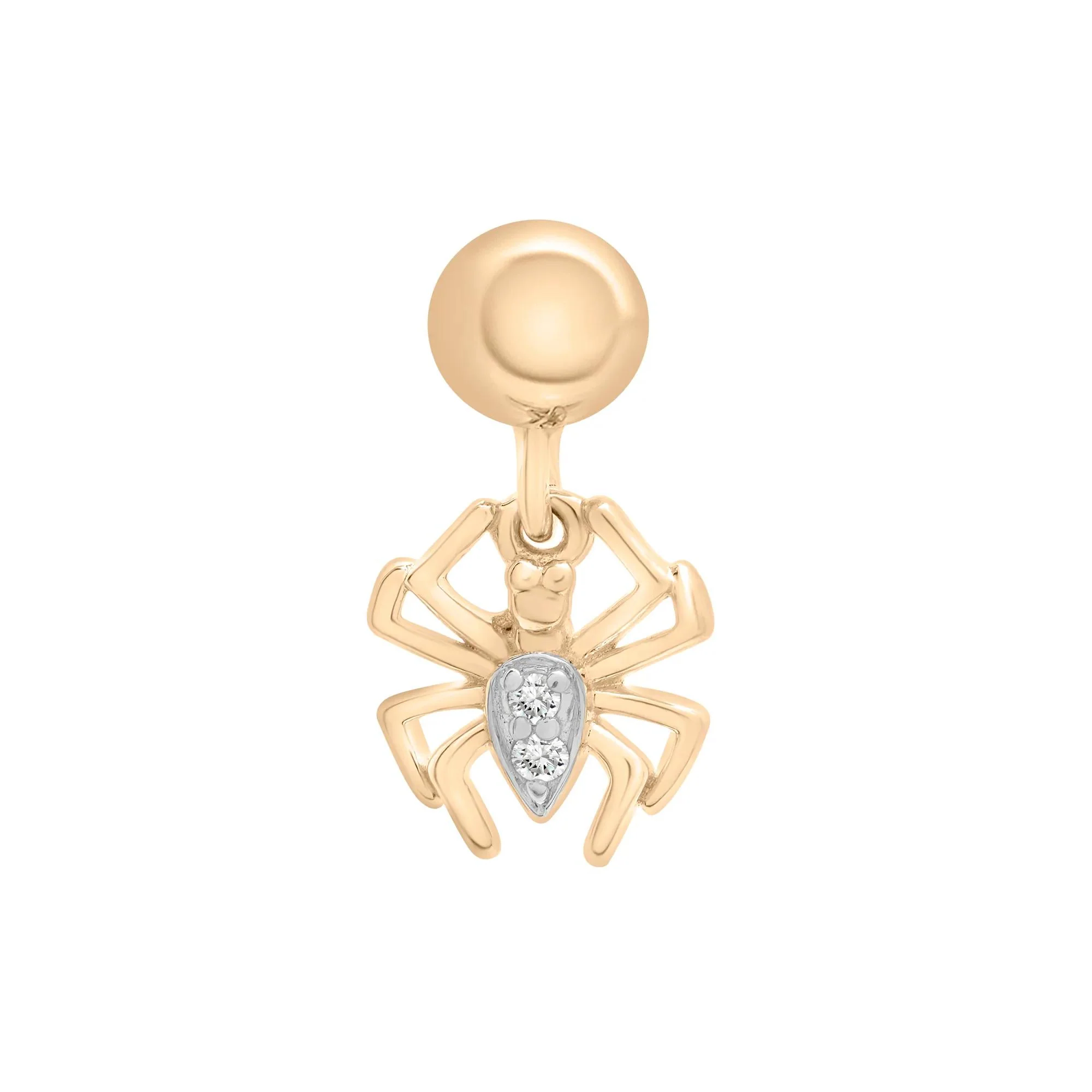 Diamond Accent Spider Bead Charm Vermeil Yellow Size 12.00mm