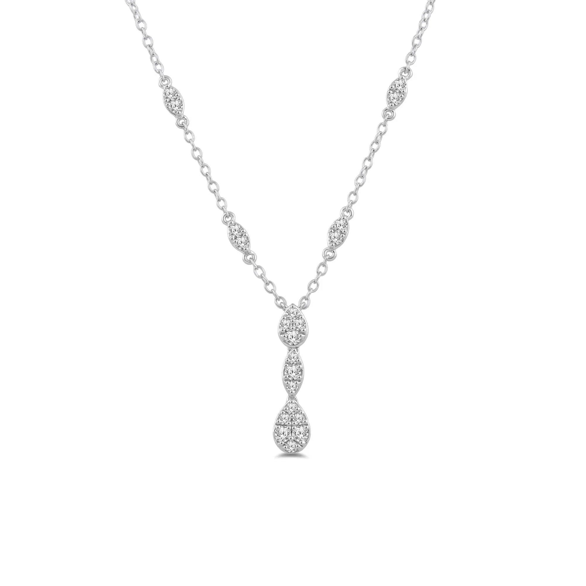 1/3 CT. Tw. Diamond Drop Necklace 10K White Gold Size 17.25"