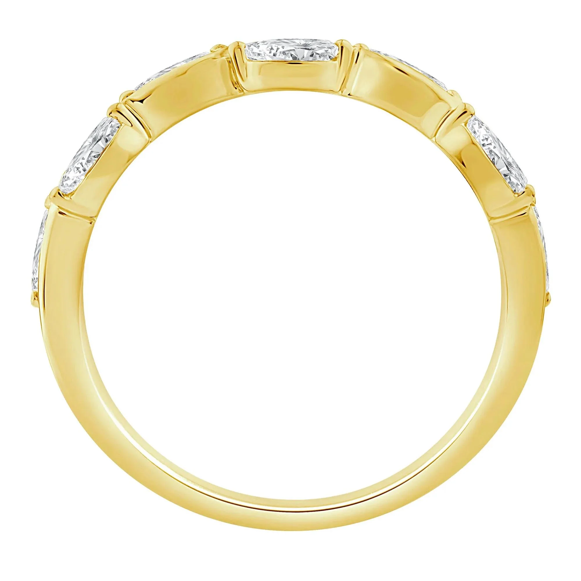 1/2 CT. Tw. Lab Grown Diamond Marquise Stack Band Ring 10K Yellow Gold Size 10 1.5mm - Image 2
