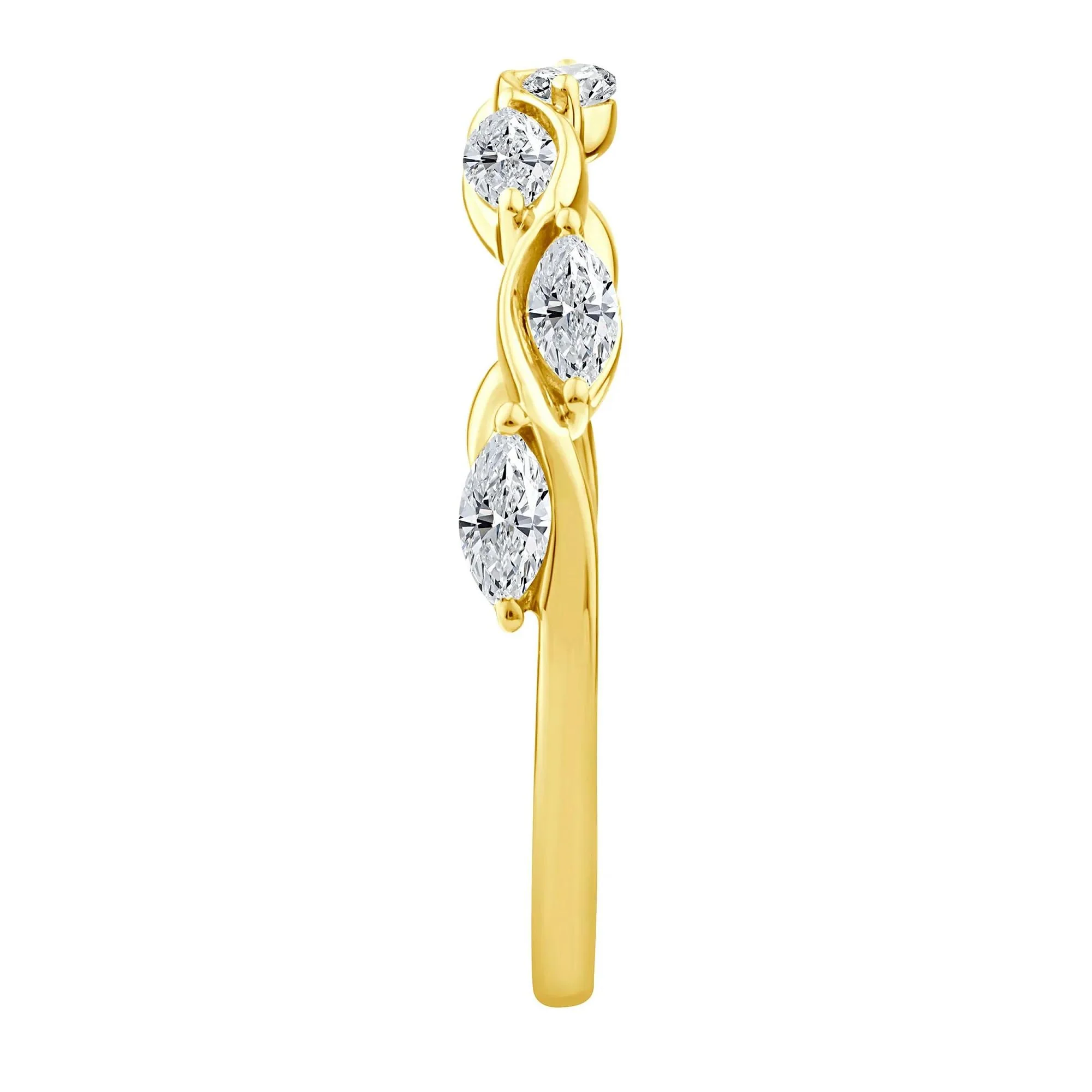 1/2 CT. Tw. Lab Grown Diamond Marquise Stack Band Ring 10K Yellow Gold Size 5.5 1.5mm - Image 3