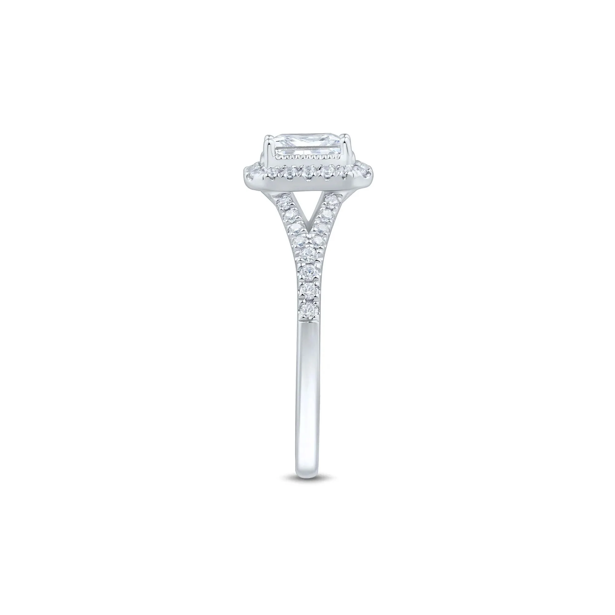 1 CT. Tw. Diamond Emerald-Cut Halo Engagement Ring 10K White Gold Size 9 1mm - Image 3