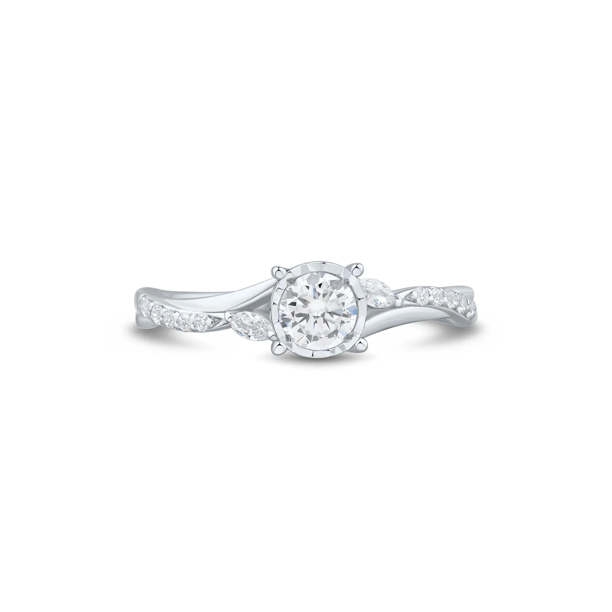 1/2 CT. Tw. Lab Grown Diamond Promise Ring 10K White Gold Size 7 1mm