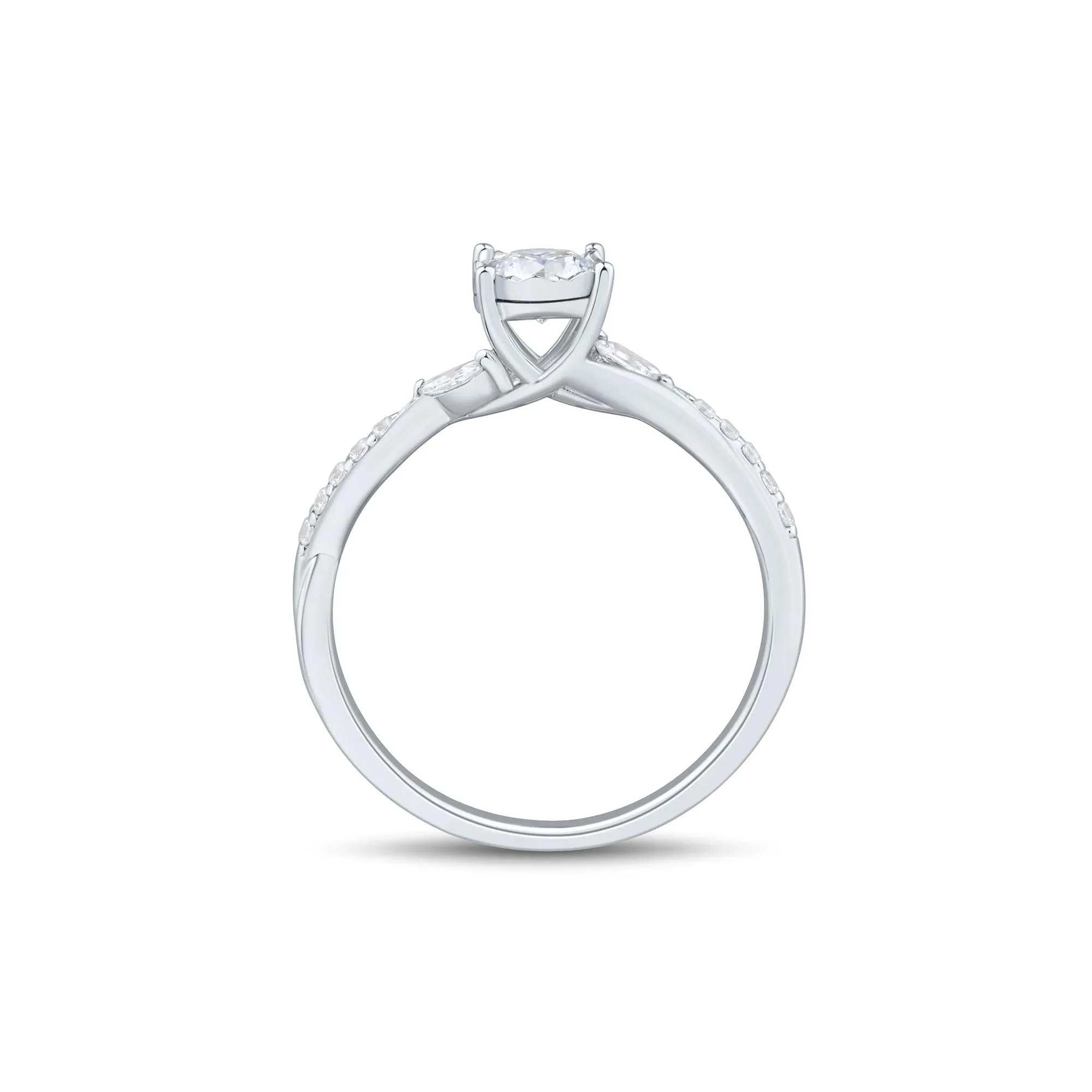 1/2 CT. Tw. Lab Grown Diamond Promise Ring 10K White Gold Size 9 1mm - Image 3