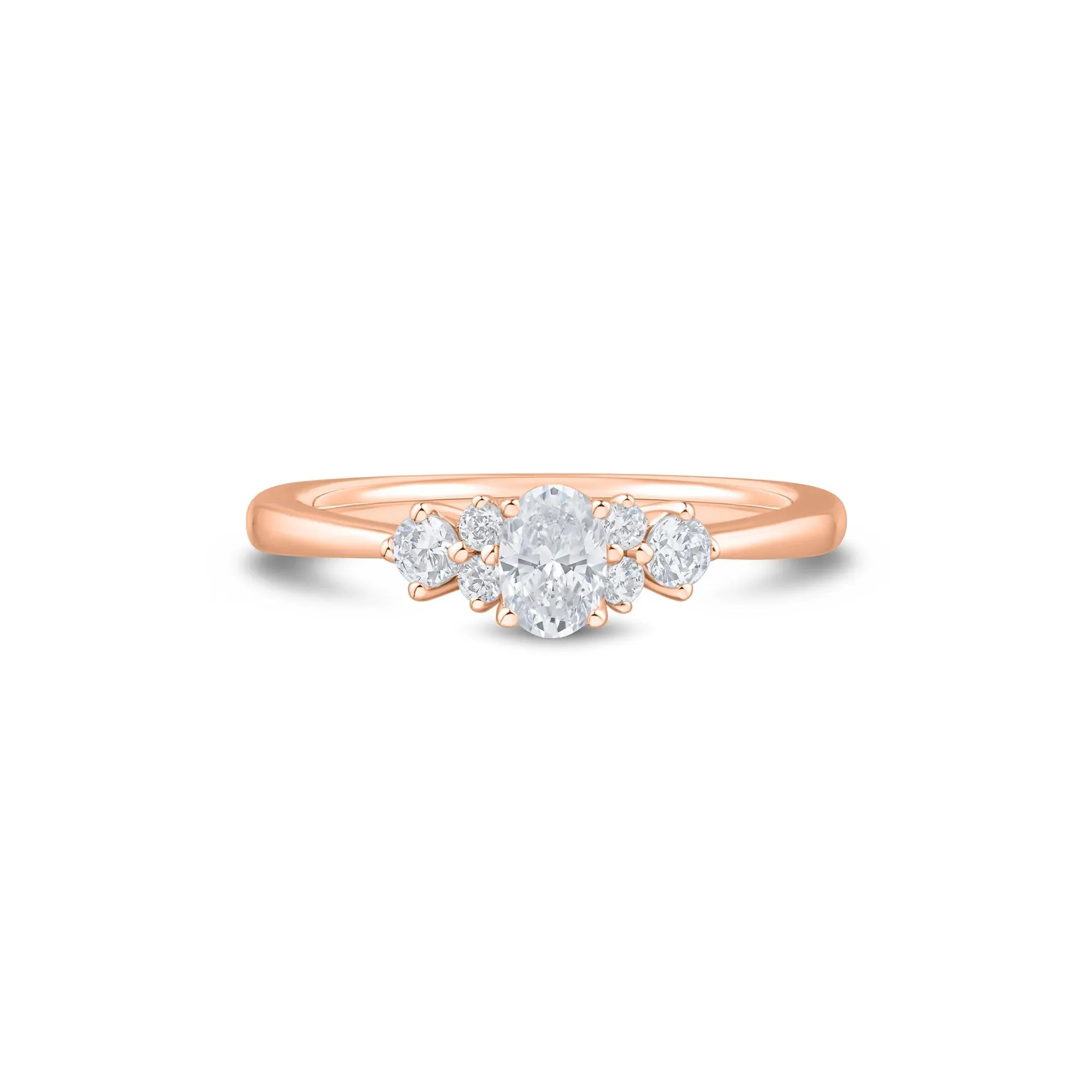 1/2 CT. Tw. Lab Grown Diamond Oval Cluster Promise Ring 10K Rose Gold Size 10 1mm