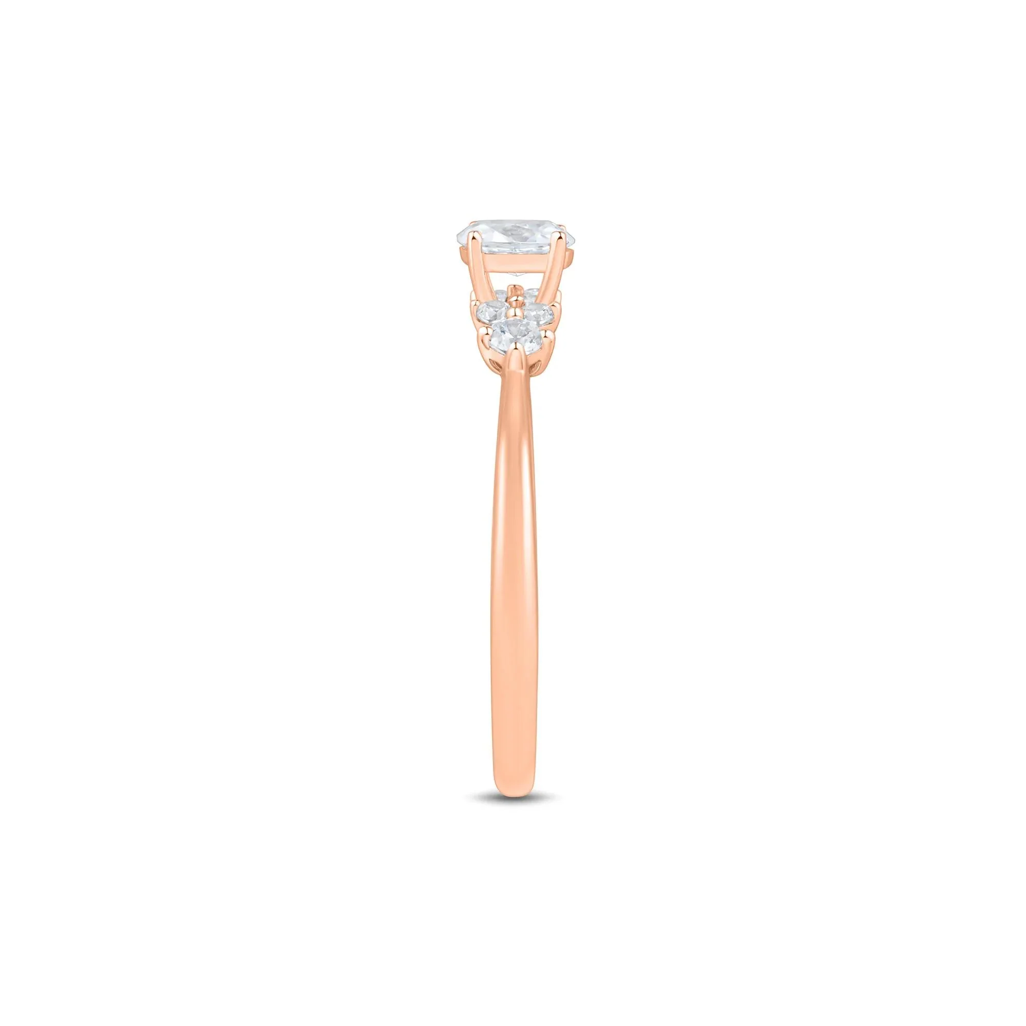 1/2 CT. Tw. Lab Grown Diamond Oval Cluster Promise Ring 10K Rose Gold Size 7 1mm - Image 2