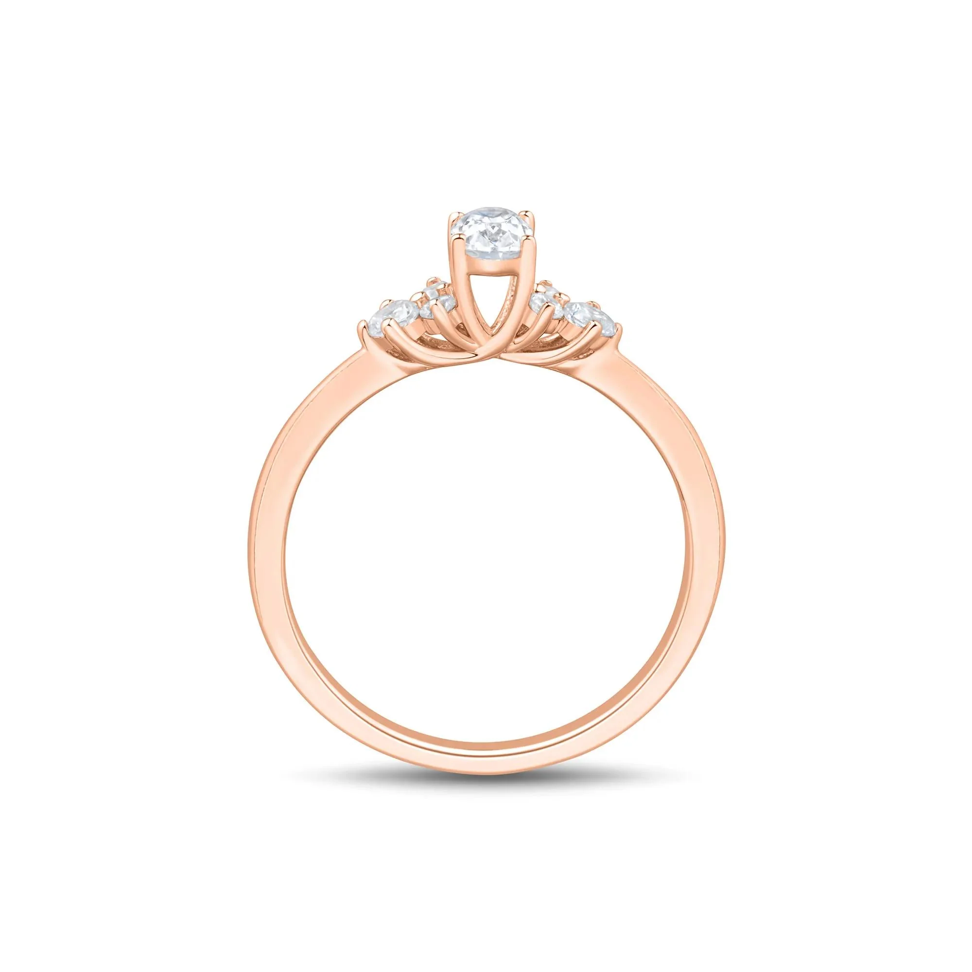 1/2 CT. Tw. Lab Grown Diamond Oval Cluster Promise Ring 10K Rose Gold Size 8 1mm - Image 3